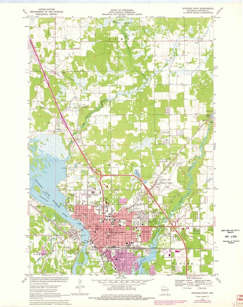1970 Stevens Point, WI  - Wisconsin - USGS Topographic Map