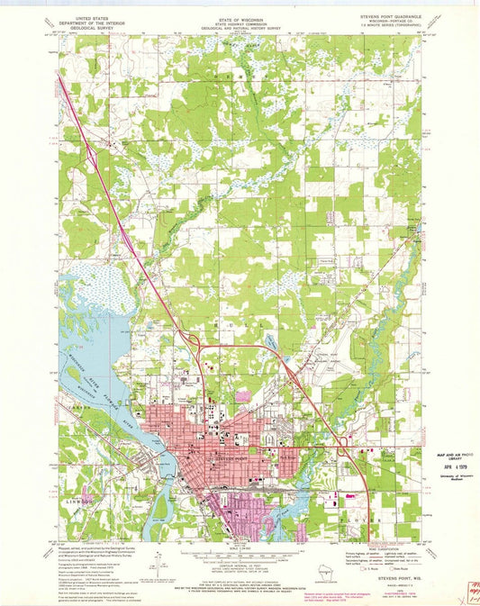1970 Stevens Point, WI  - Wisconsin - USGS Topographic Map