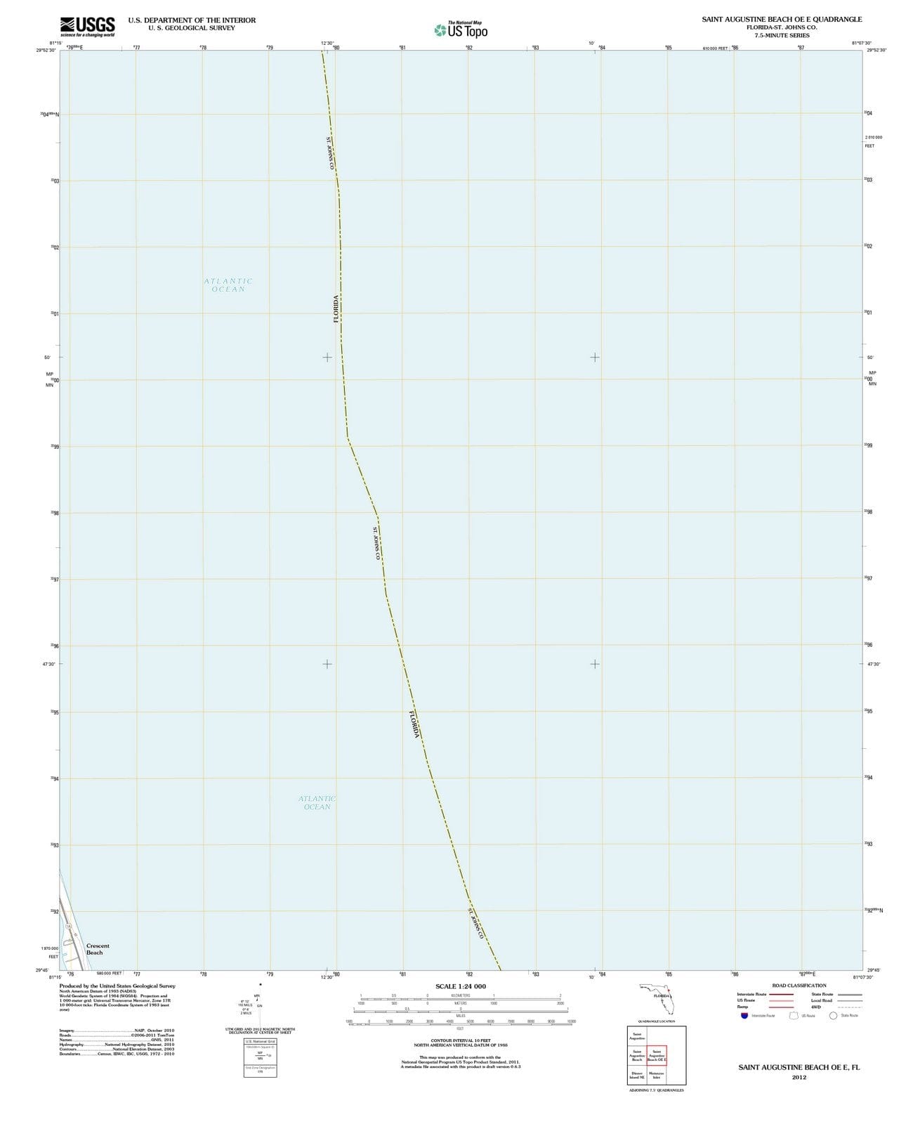 2012 Saint Augustine Beach OE E, FL - Florida - USGS Topographic Map