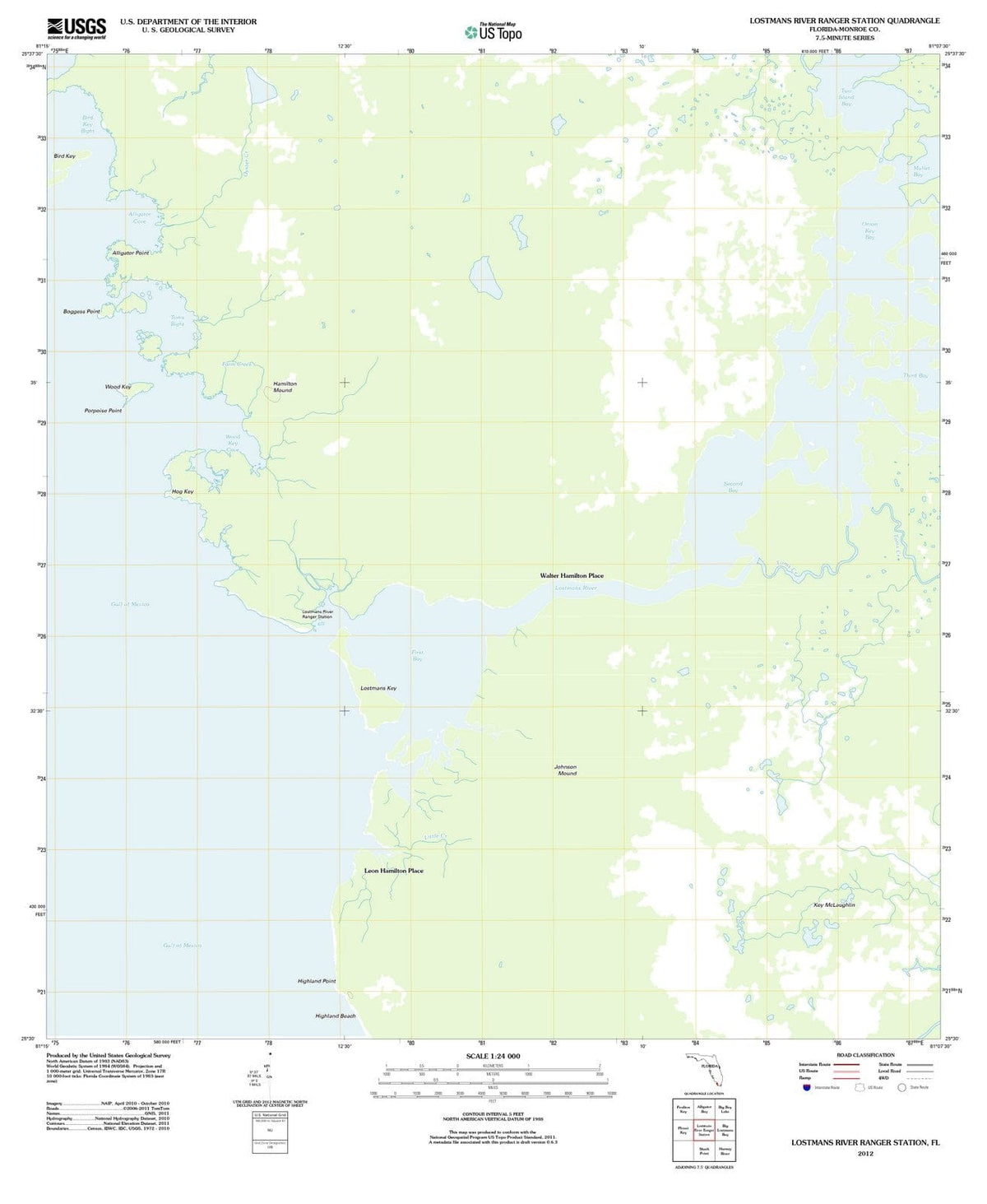 2012 Lostmans River Ranger Station, FL - Florida - USGS Topographic Map