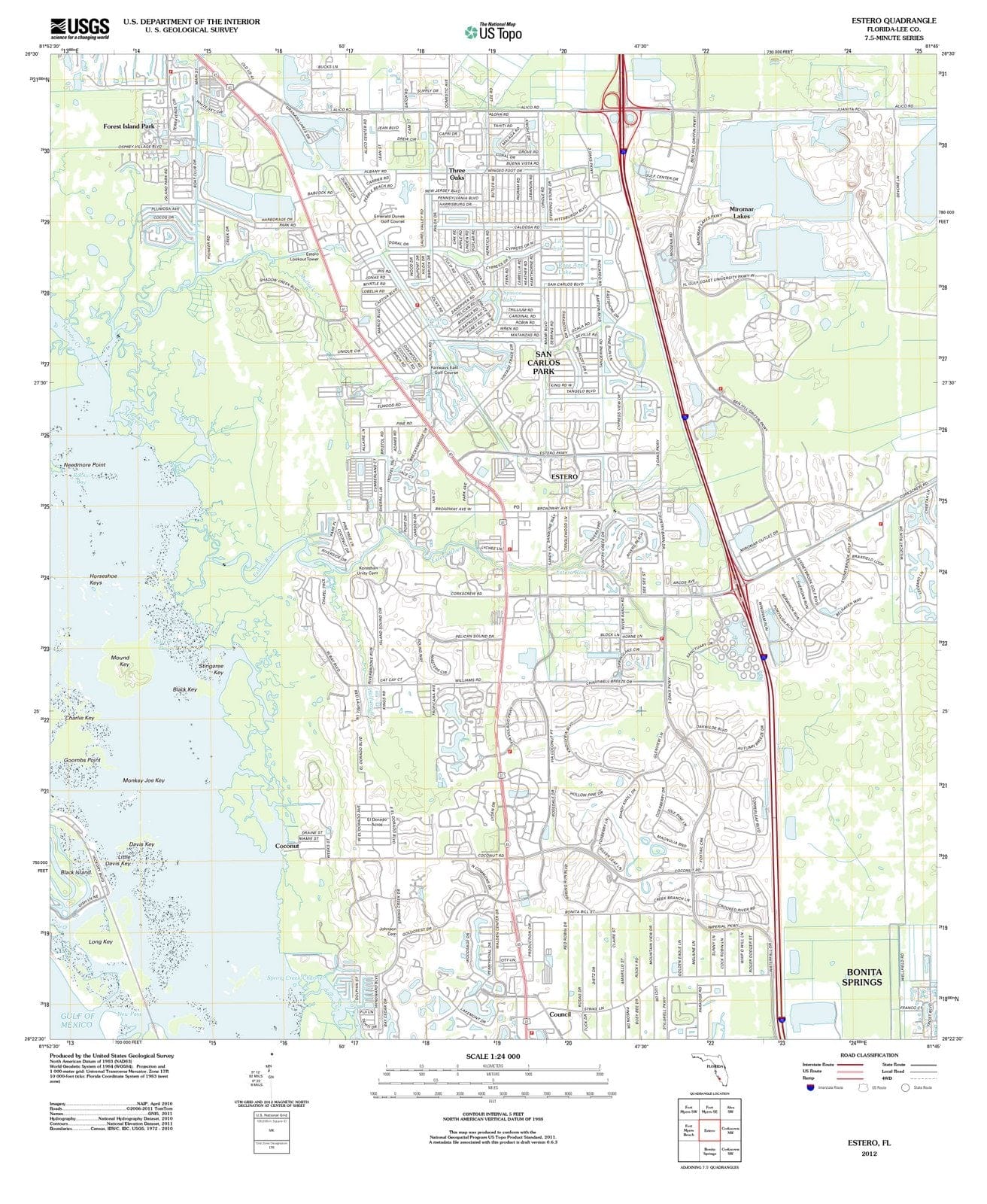 2012 Estero, FL - Florida - USGS Topographic Map