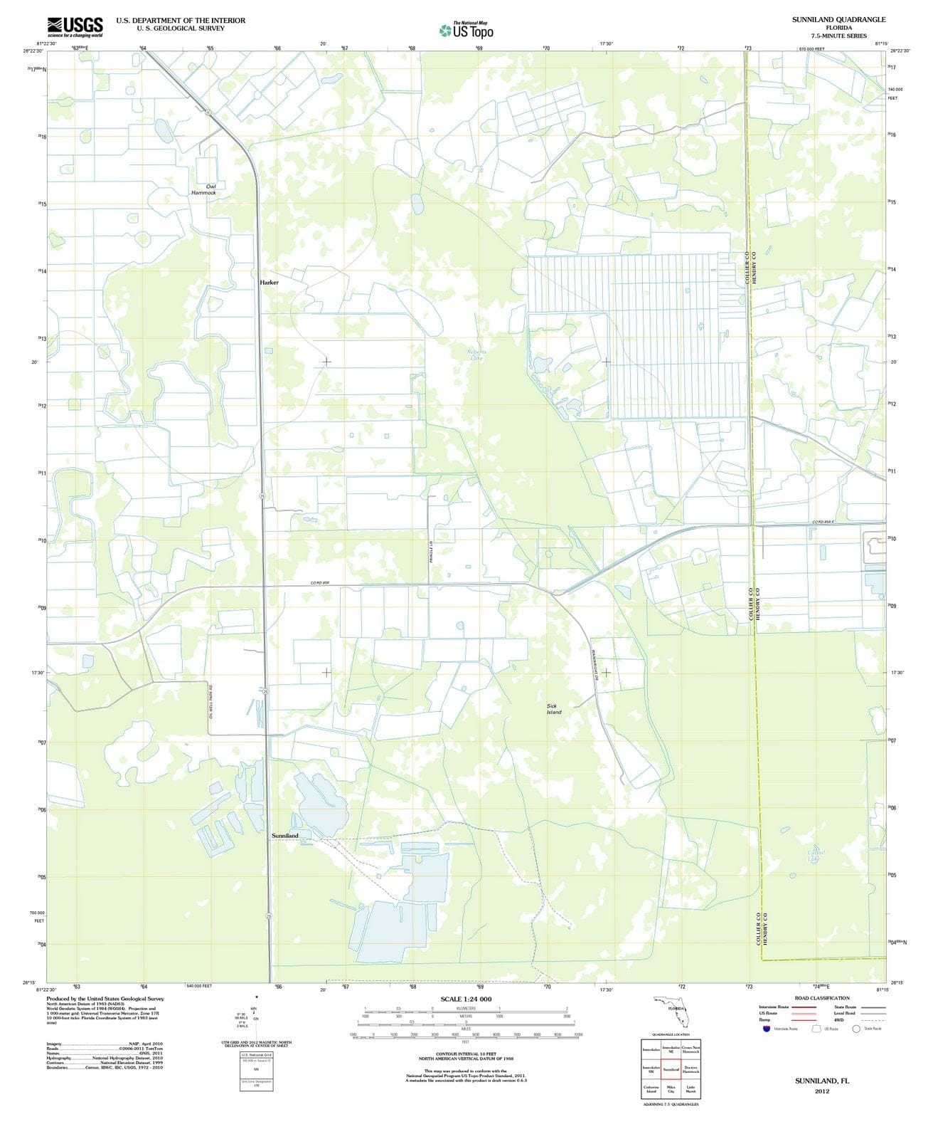 2012 Sunniland, FL - Florida - USGS Topographic Map