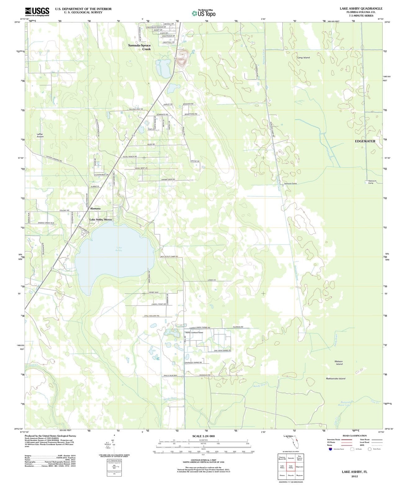 2012 Lake Ashby, FL - Florida - USGS Topographic Map