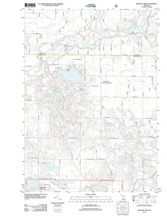 2012 Big Blue Lake, MI - Michigan - USGS Topographic Map