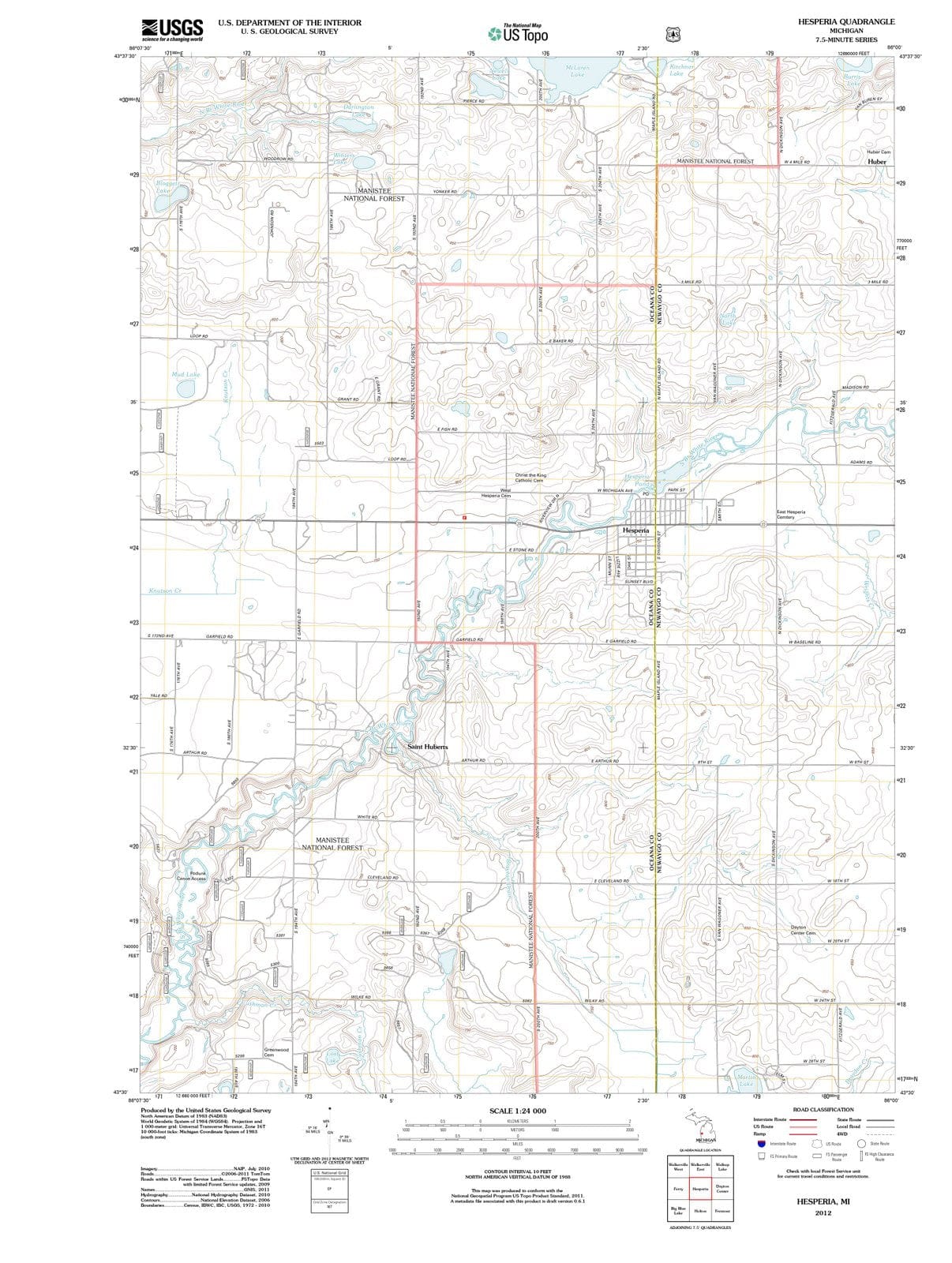 2012 Hesperia, MI - Michigan - USGS Topographic Map