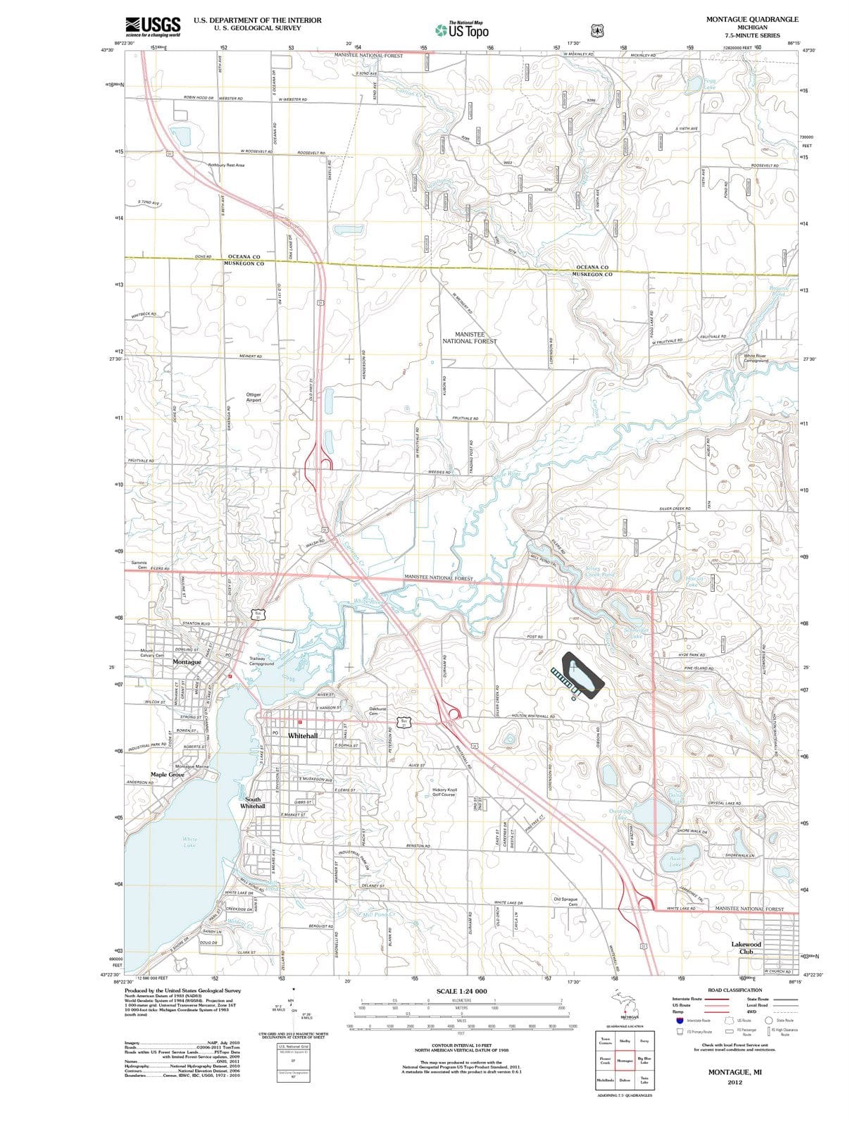 2012 Montague, MI - Michigan - USGS Topographic Map