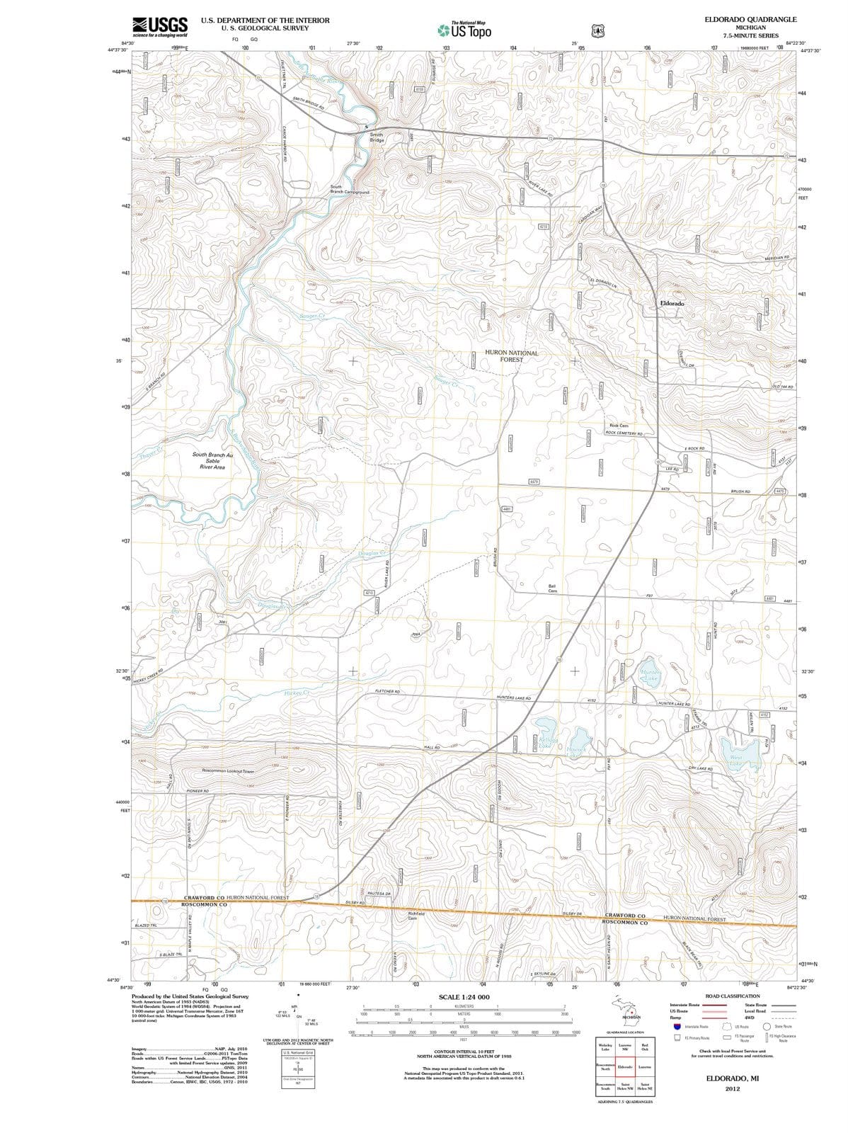 2012 Eldorado, MI - Michigan - USGS Topographic Map