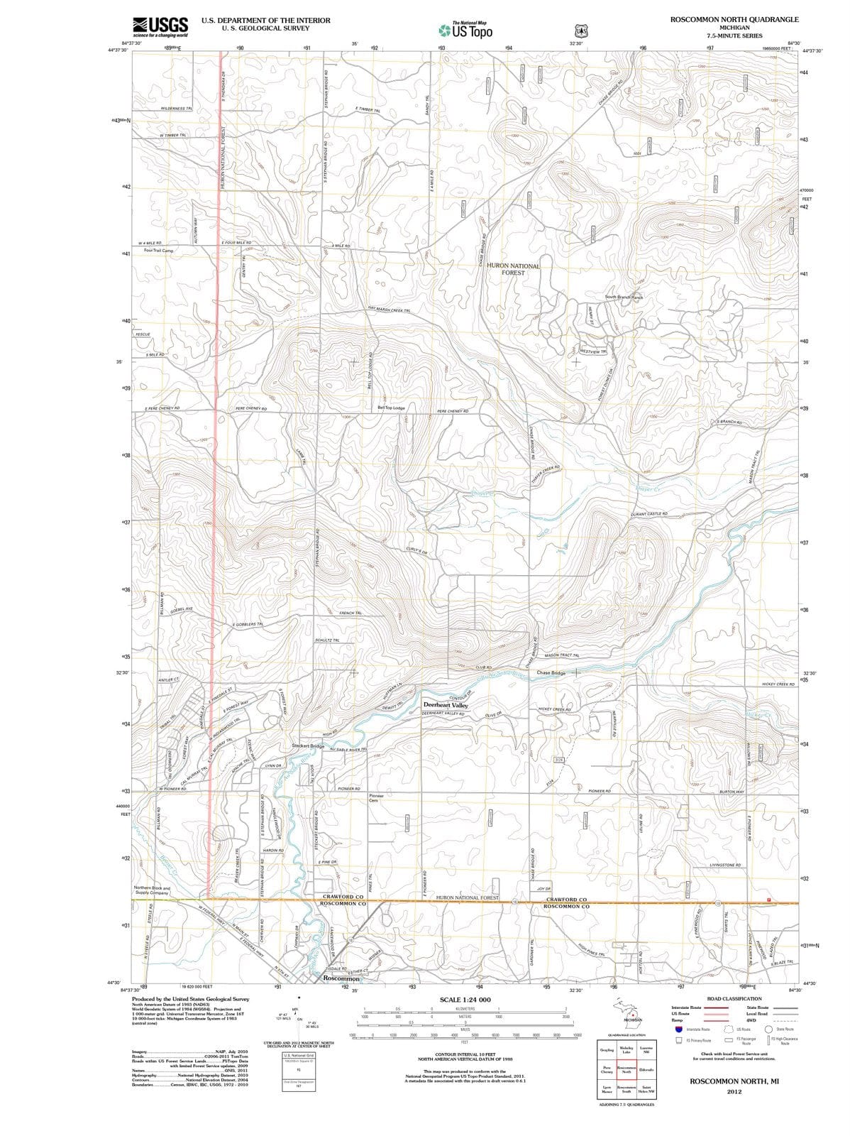 2012 Roscommon North, MI - Michigan - USGS Topographic Map