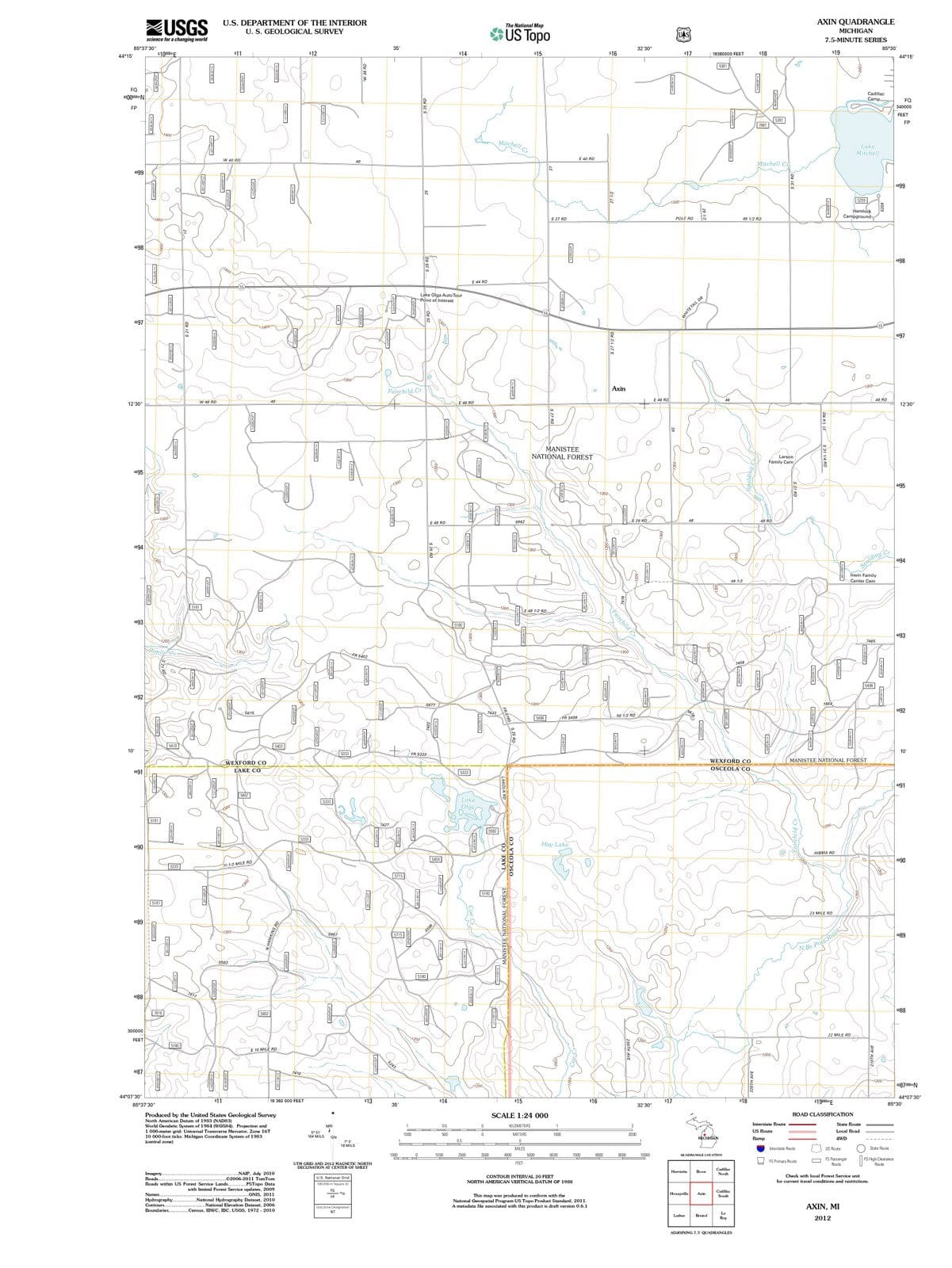 2012 Axin, MI - Michigan - USGS Topographic Map