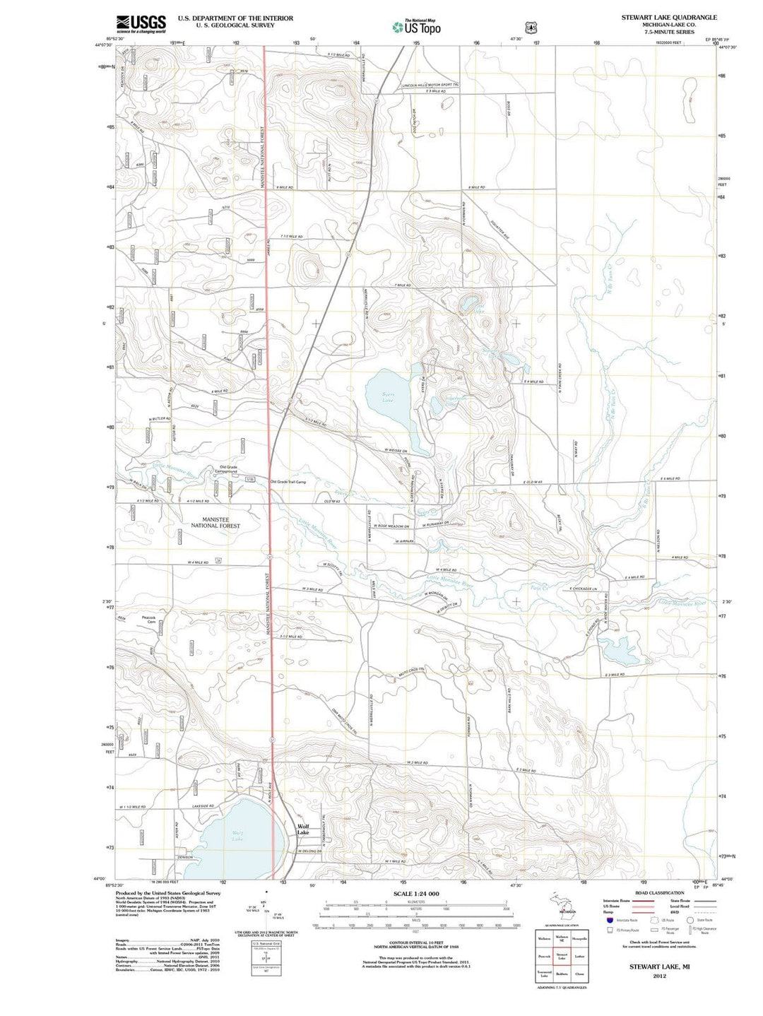 2012 Stewart Lake, MI - Michigan - USGS Topographic Map