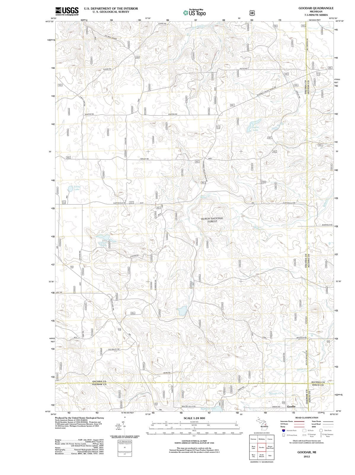 2012 Goodar, MI - Michigan - USGS Topographic Map
