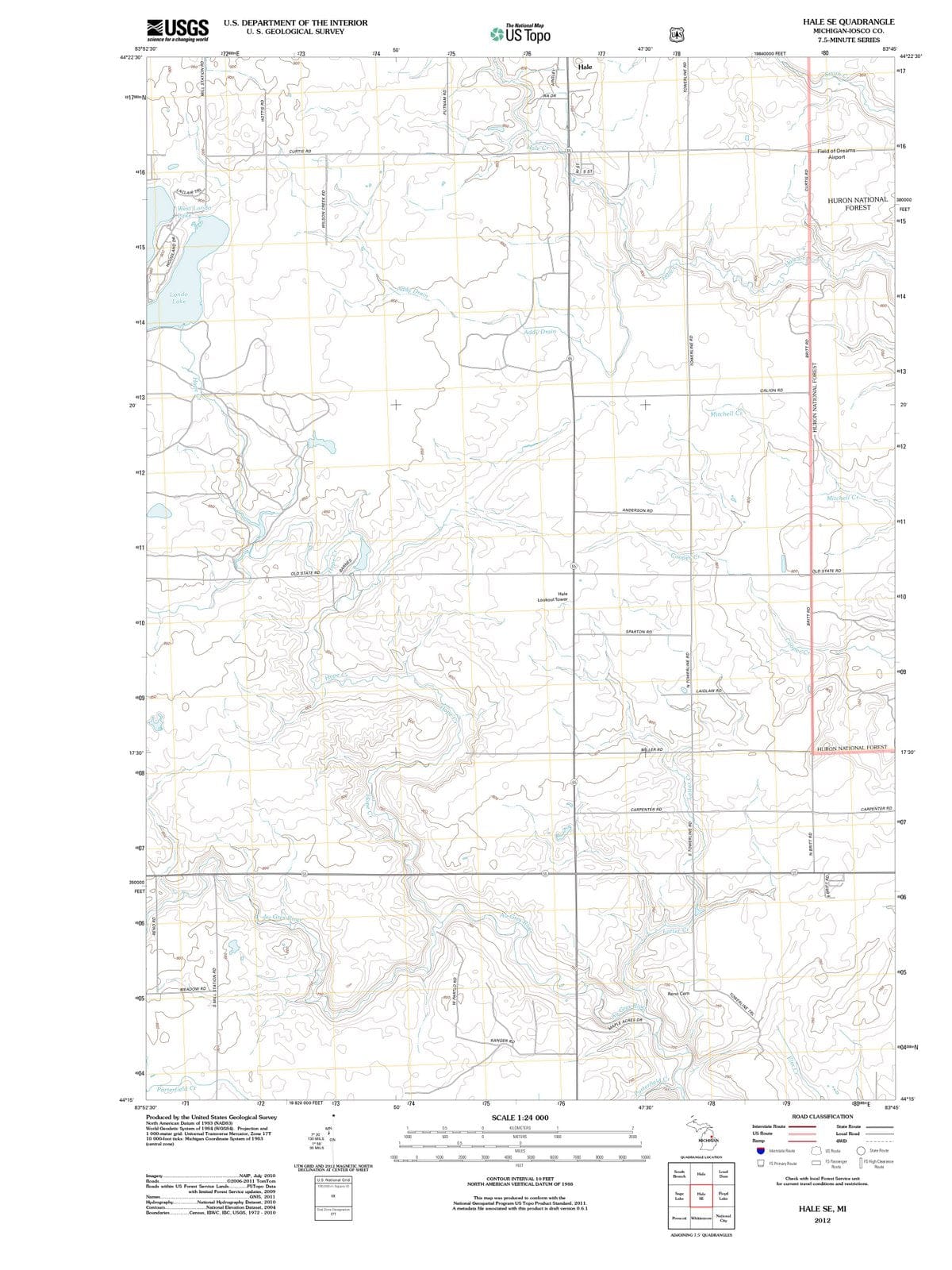 2012 Hale, MI - Michigan - USGS Topographic Map v2