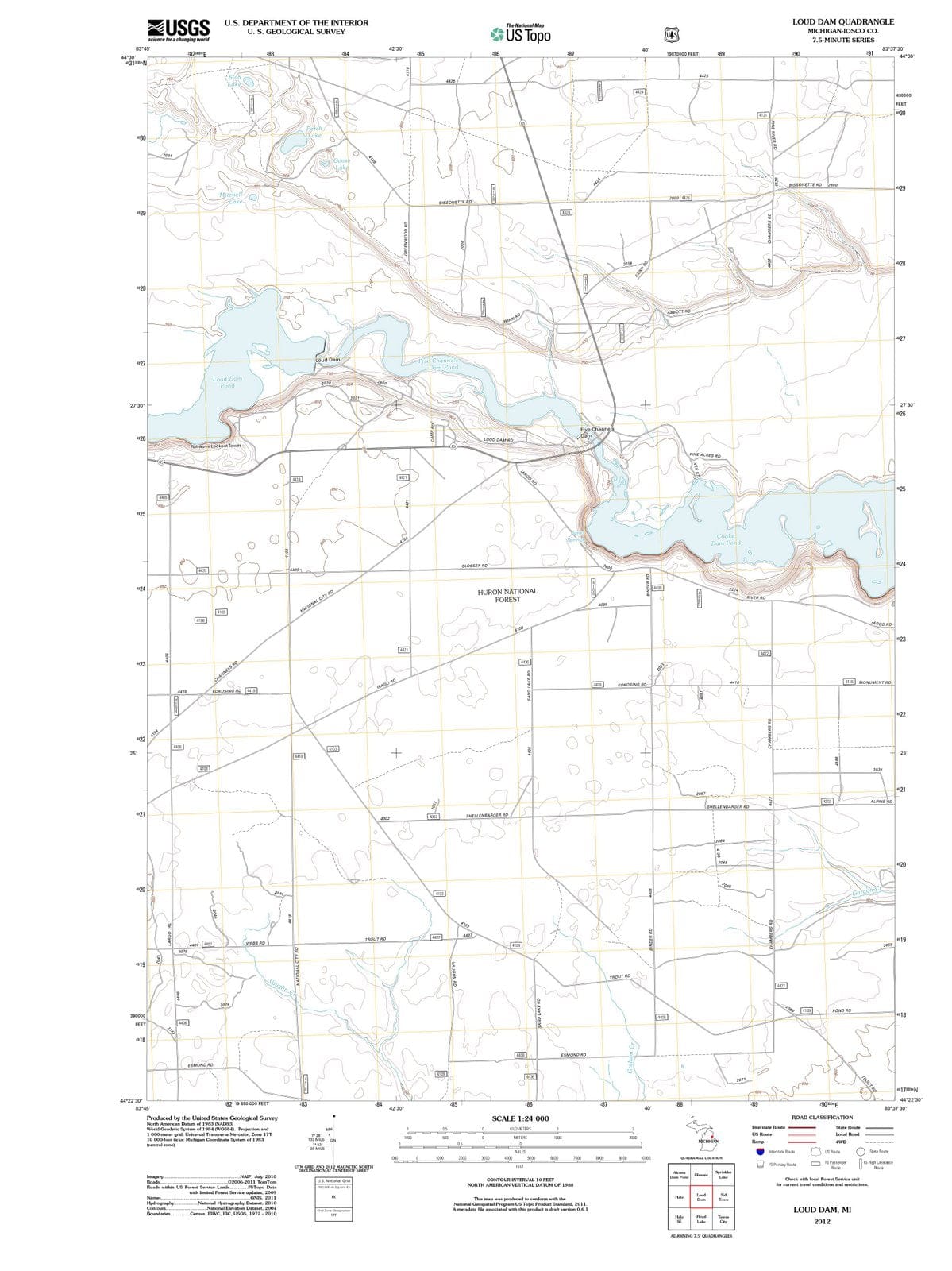 2012 Loudam, MI - Michigan - USGS Topographic Map