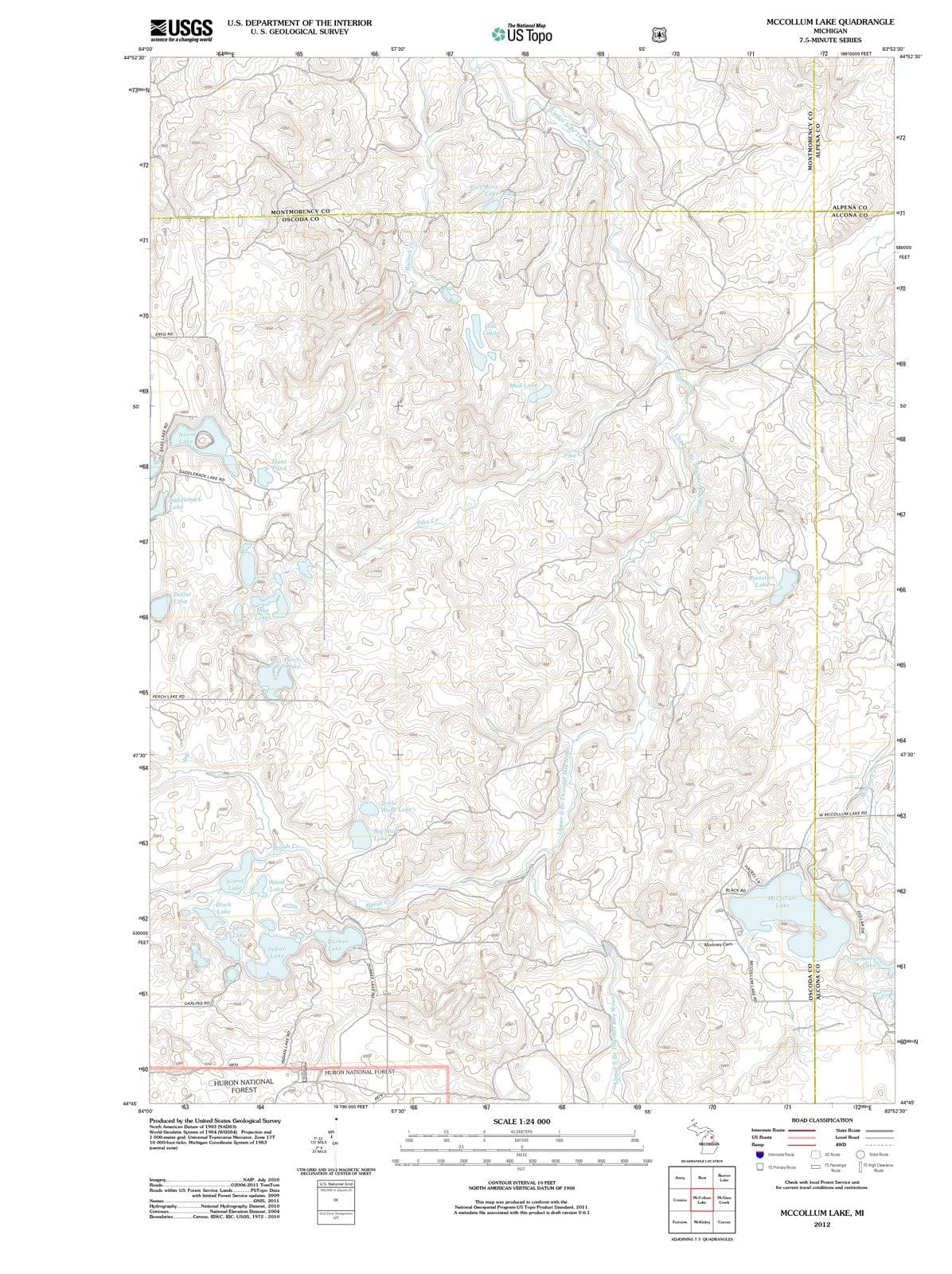 2012 McCollum Lake, MI - Michigan - USGS Topographic Map