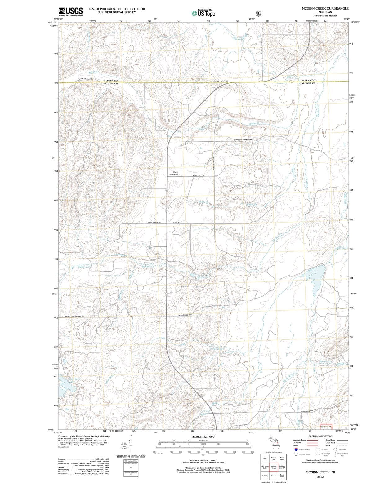 2012 McGinn Creek, MI - Michigan - USGS Topographic Map