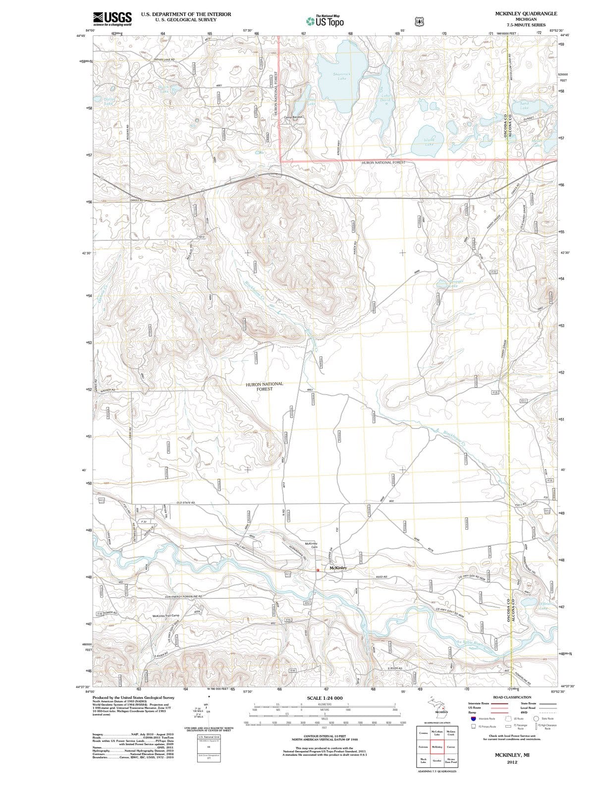 2012 McKinley, MI - Michigan - USGS Topographic Map