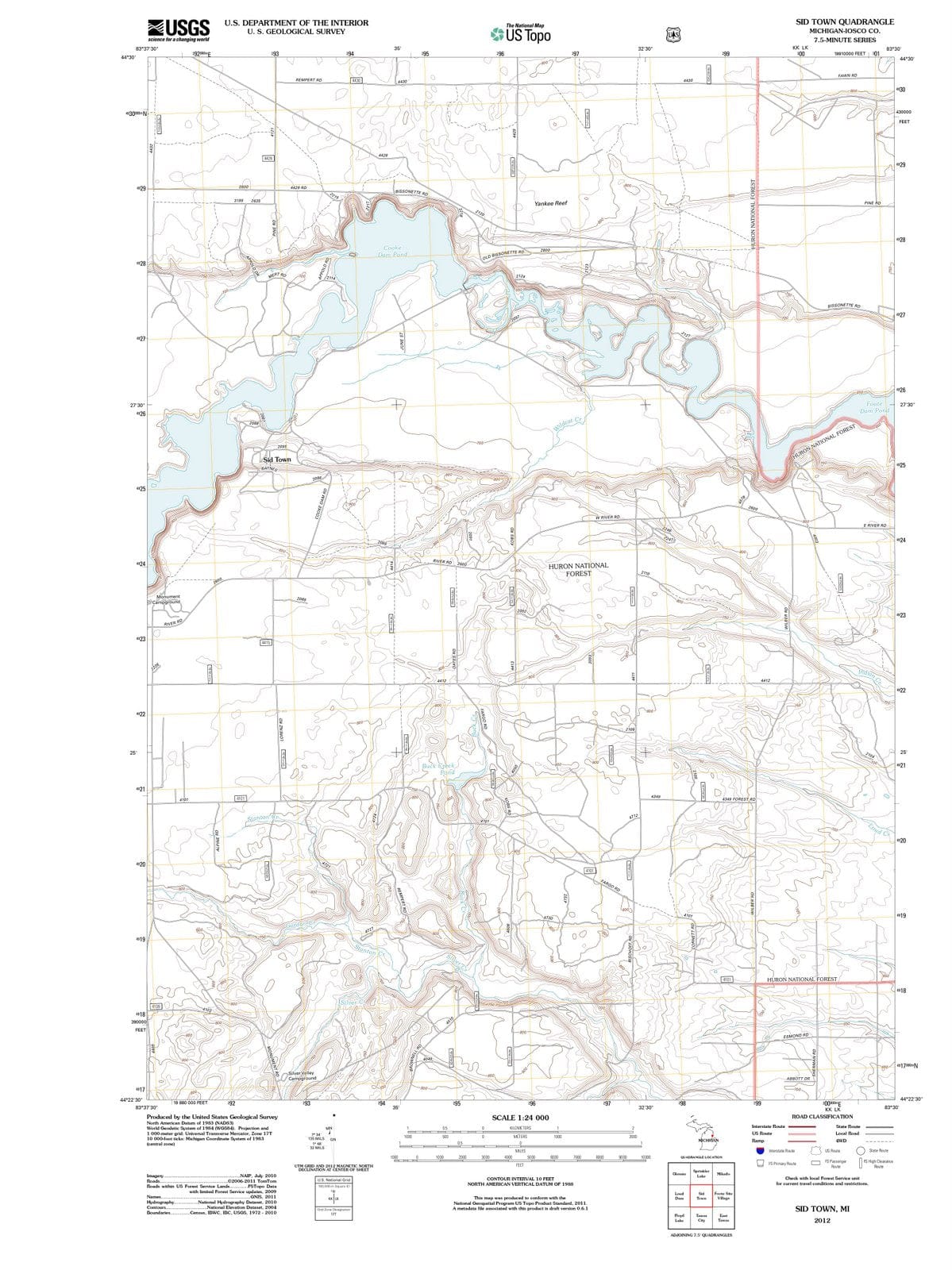 2012 Sid Town, MI - Michigan - USGS Topographic Map