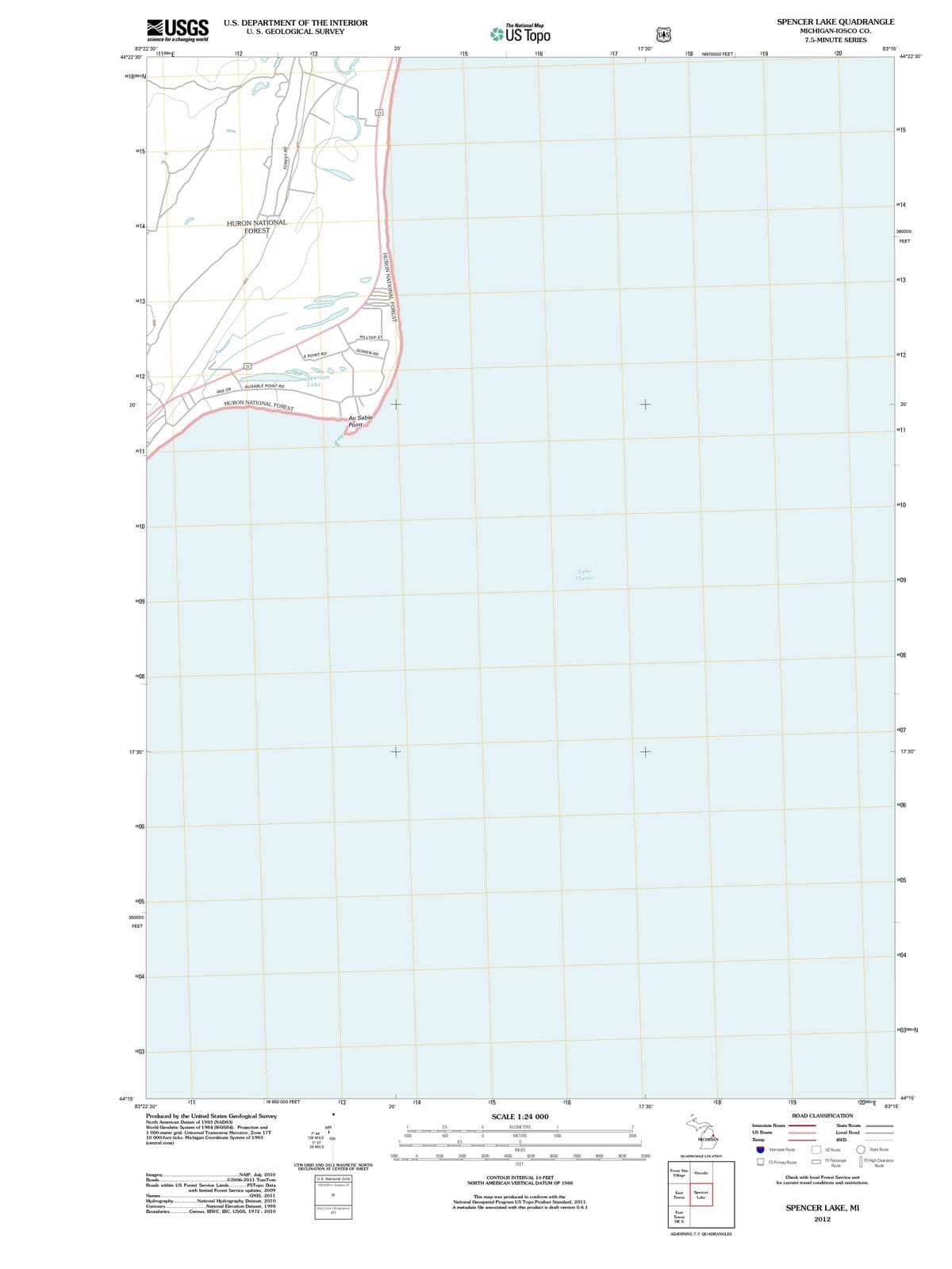 2012 Spencer Lake, MI - Michigan - USGS Topographic Map