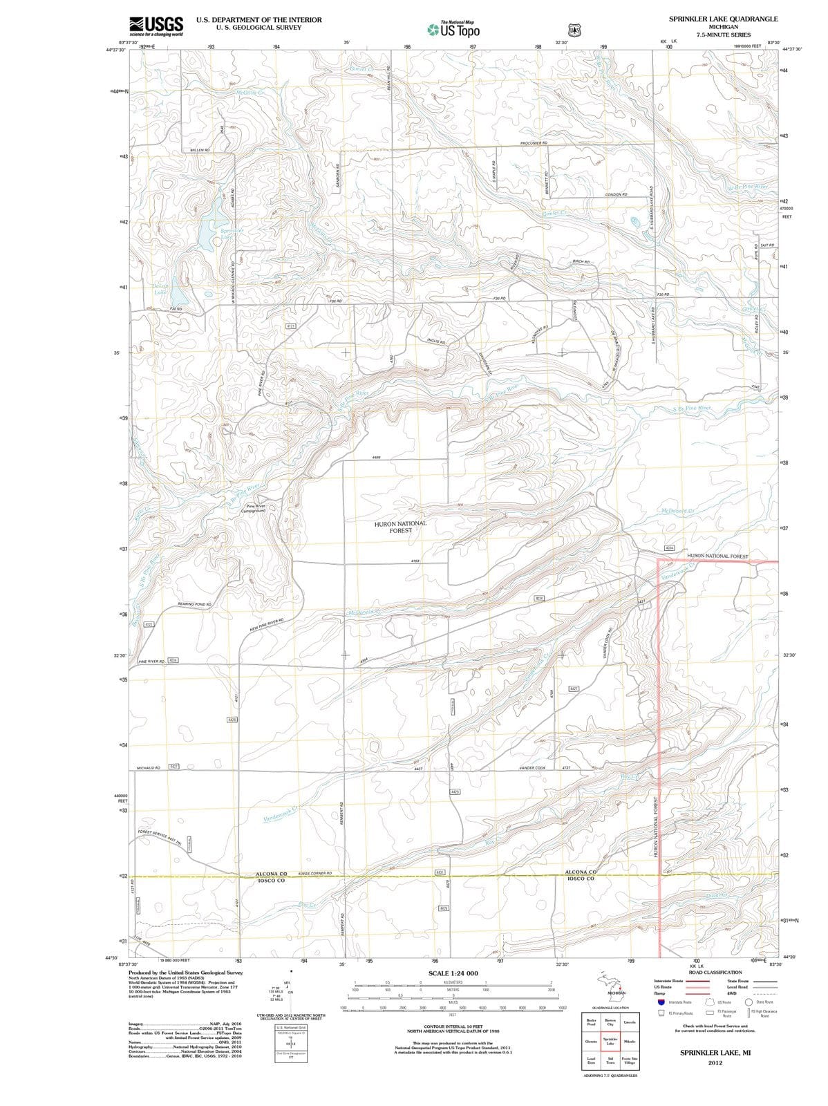 2012 Sprinkler Lake, MI - Michigan - USGS Topographic Map