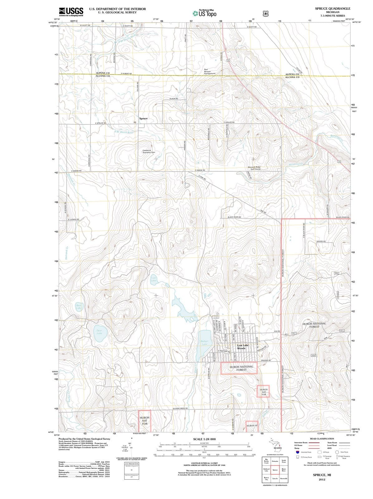 2012 Spruce, MI - Michigan - USGS Topographic Map