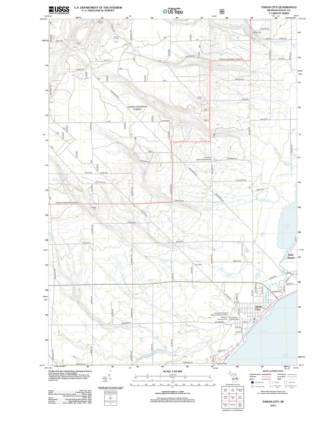 2012 Tawas City, MI - Michigan - USGS Topographic Map
