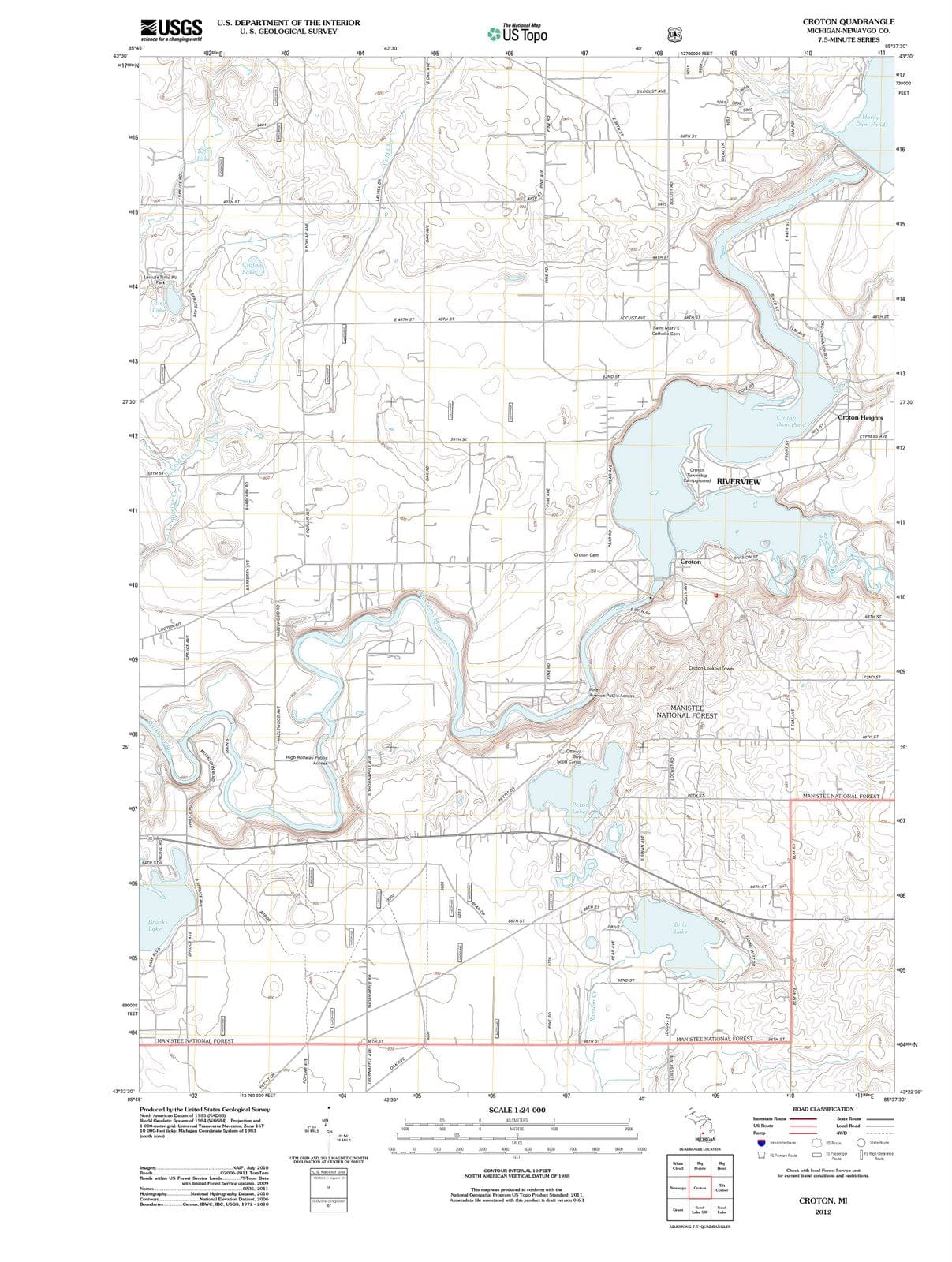2012 Croton, MI - Michigan - USGS Topographic Map
