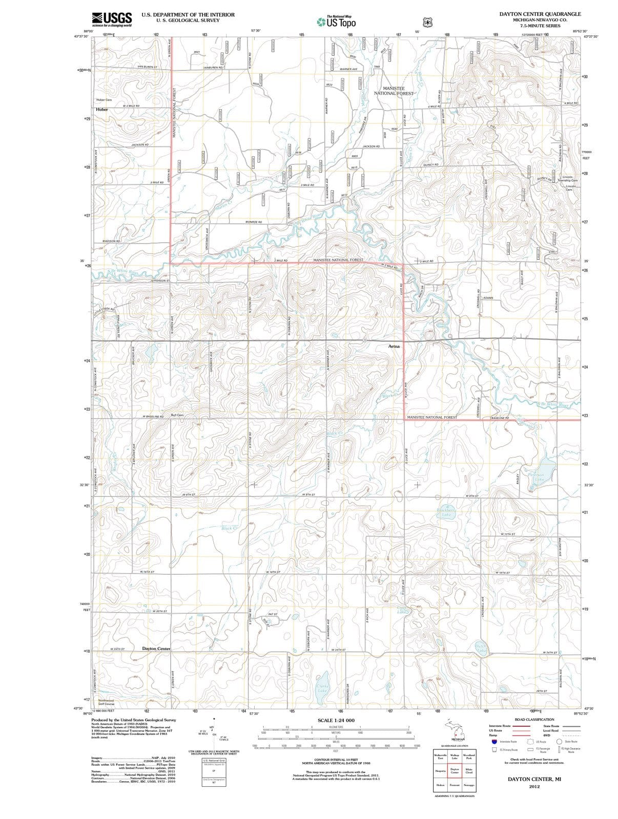 2012 Dayton Center, MI - Michigan - USGS Topographic Map