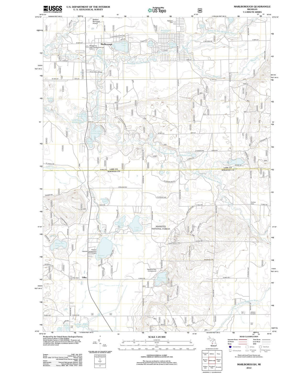 2012 Marlborough, MI - Michigan - USGS Topographic Map