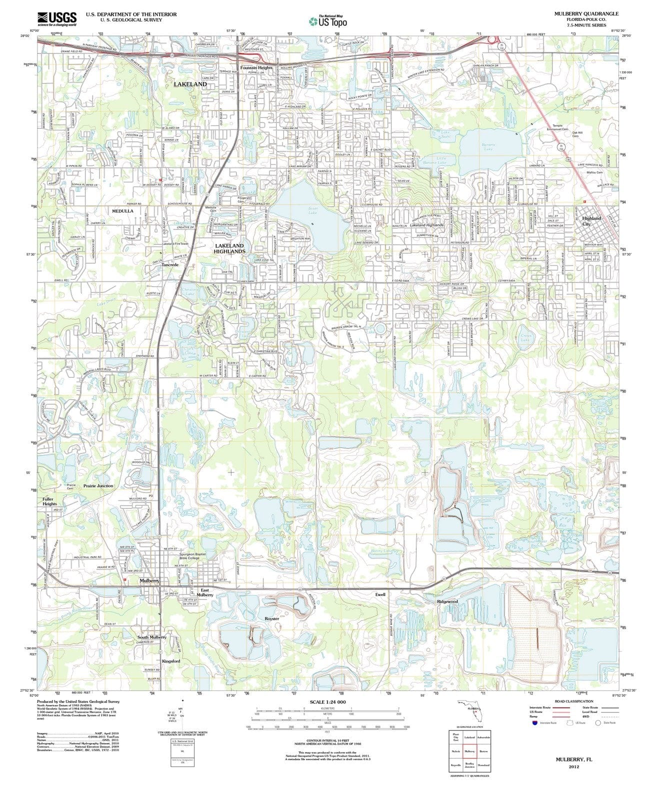 2012 Mulberry, FL - Florida - USGS Topographic Map
