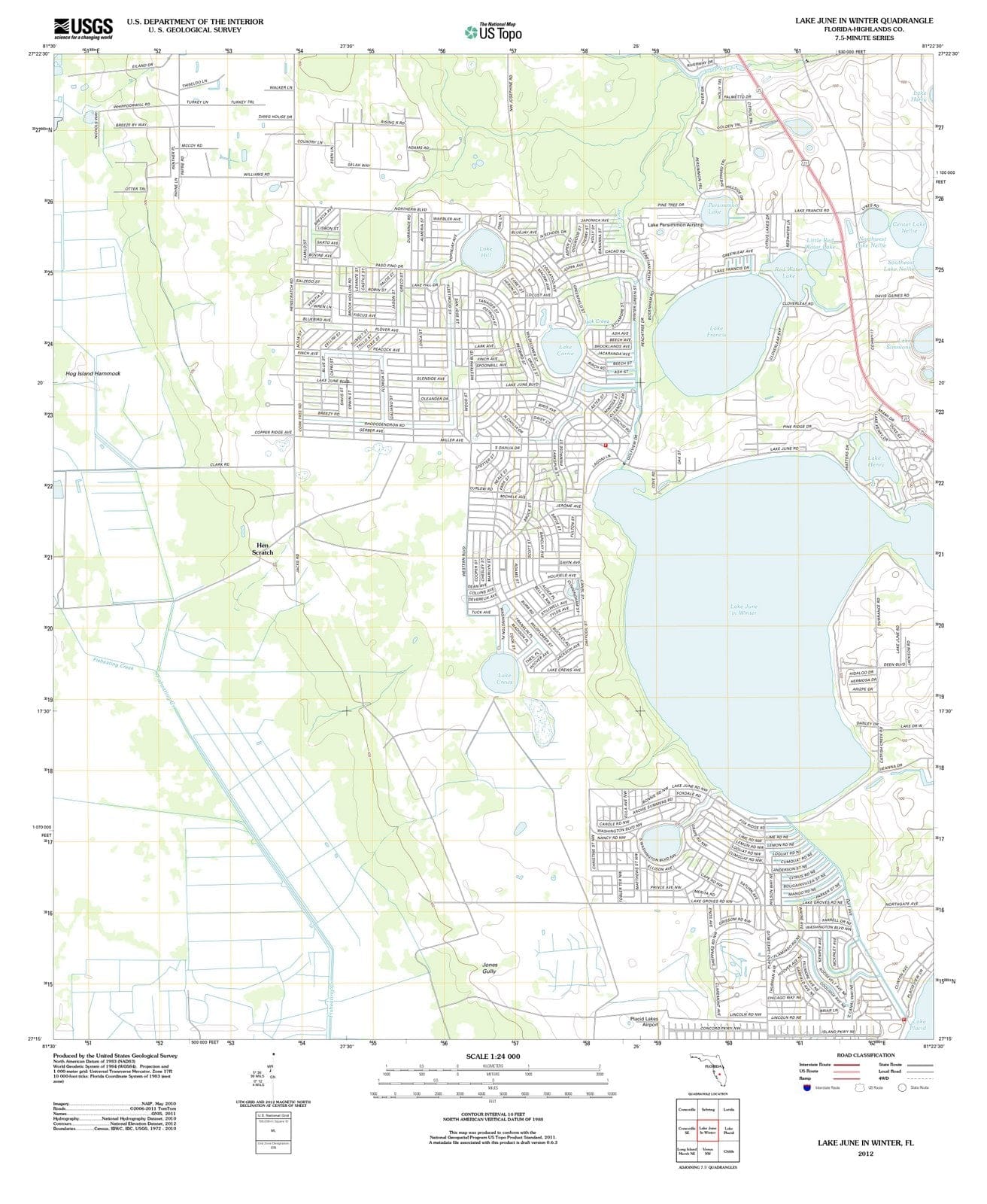 2012 Lake June in Winter, FL - Florida - USGS Topographic Map
