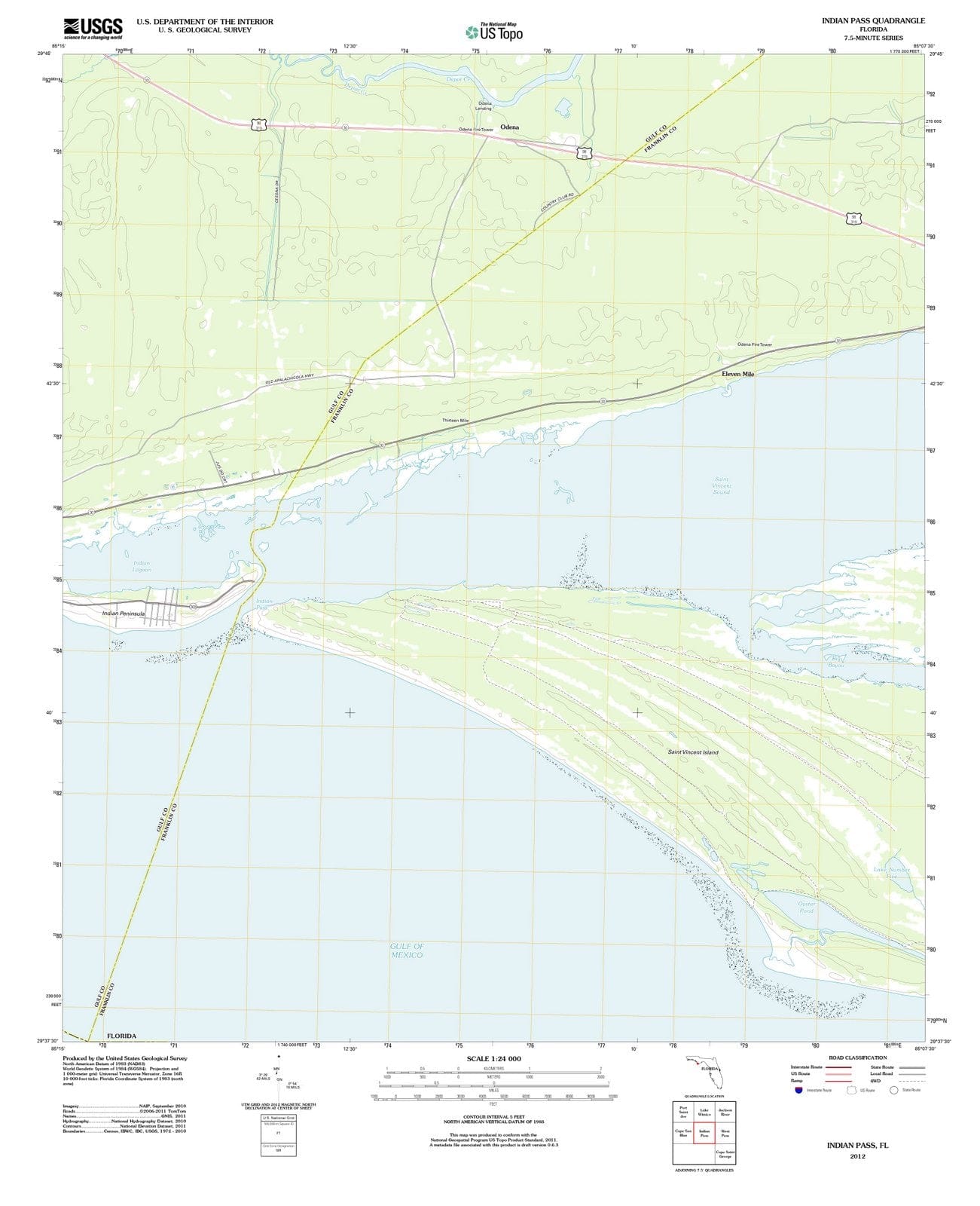 2012 Indian Pass, FL - Florida - USGS Topographic Map