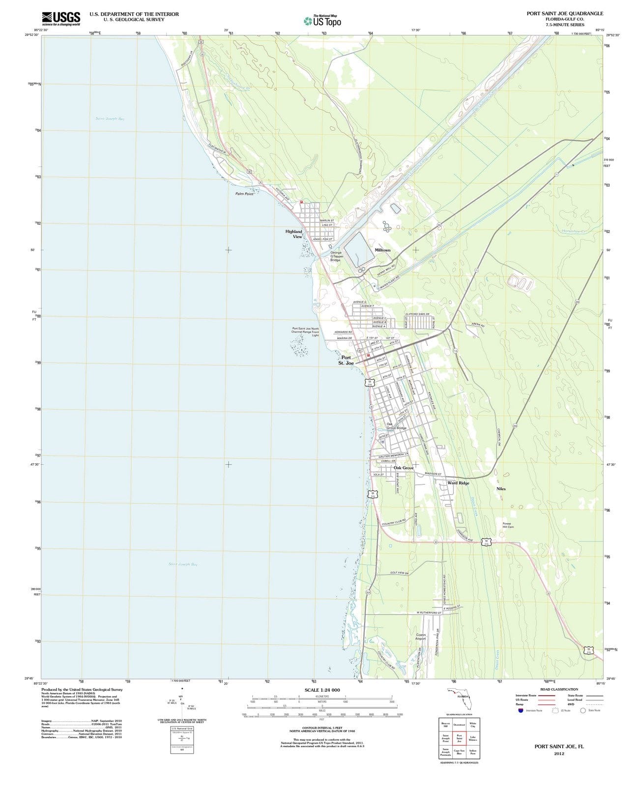 2012 Port Saint Joe, FL - Florida - USGS Topographic Map