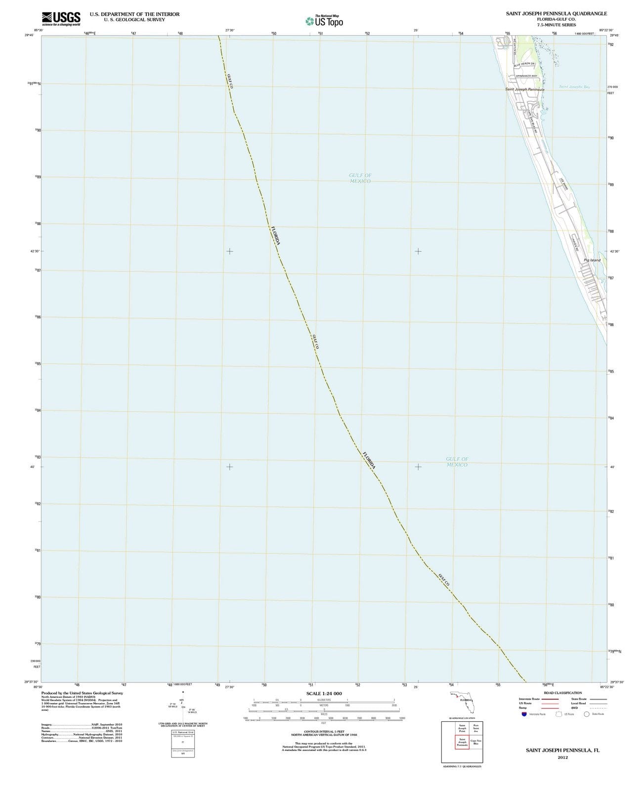 2012 Saint Joseph Peninsula, FL - Florida - USGS Topographic Map