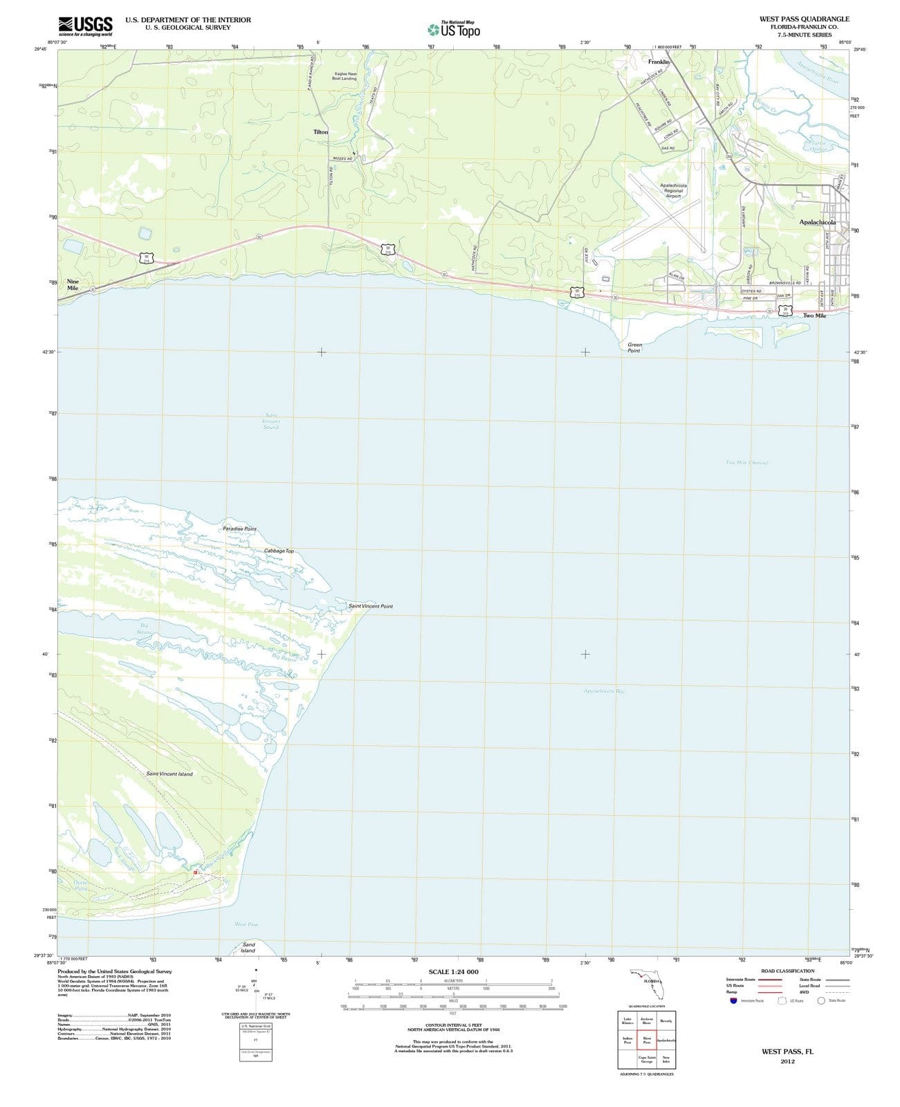 2012 West Pass, FL - Florida - USGS Topographic Map