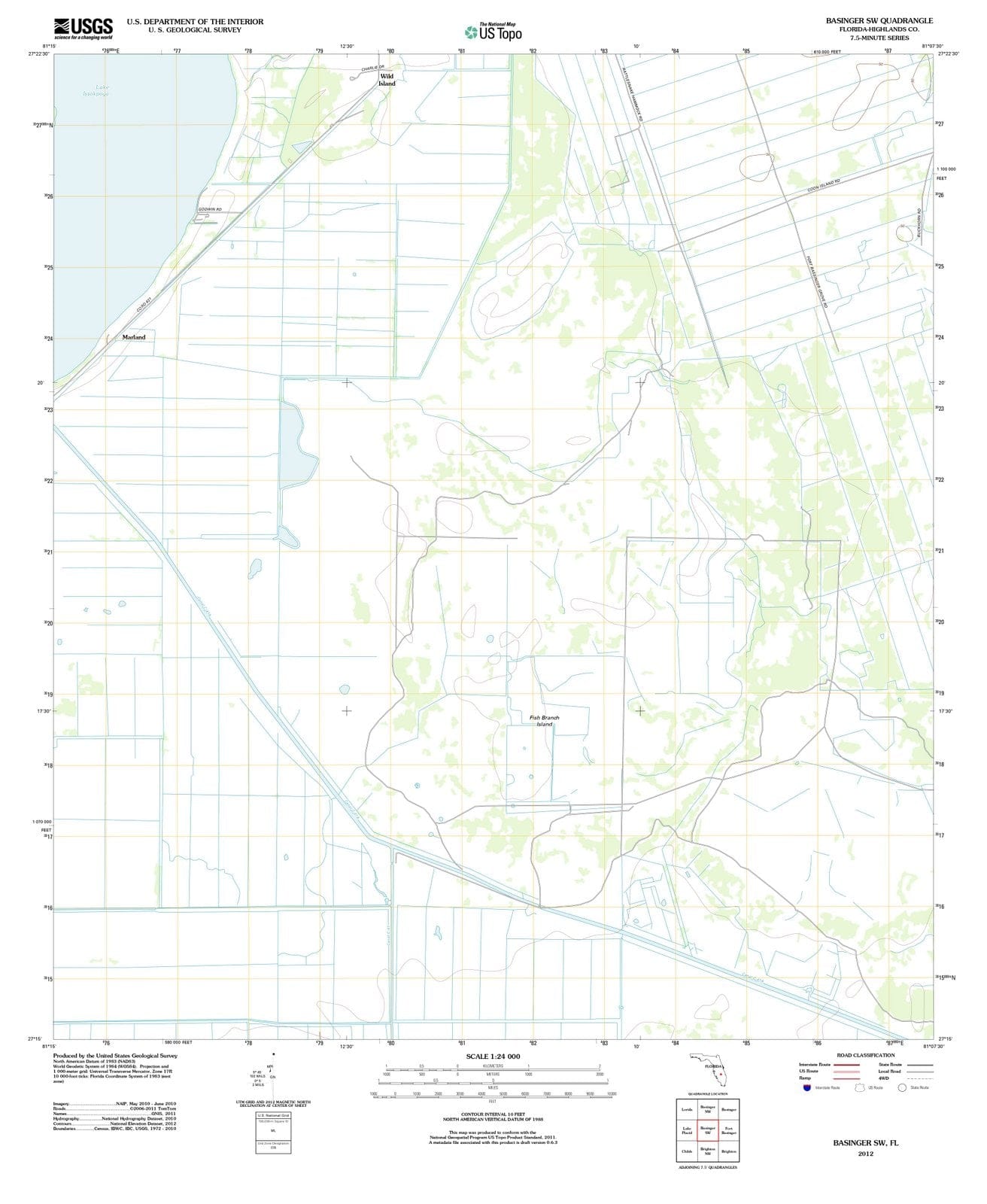 2012 Basinger, FL - Florida - USGS Topographic Map v3
