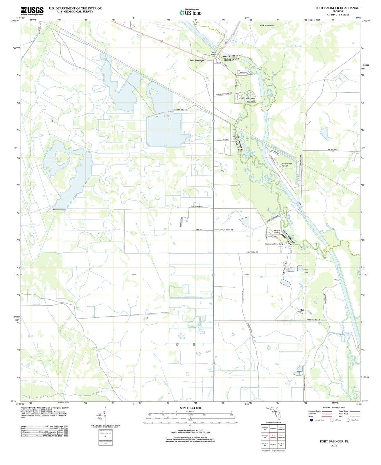 2012 Fort Basinger, FL - Florida - USGS Topographic Map