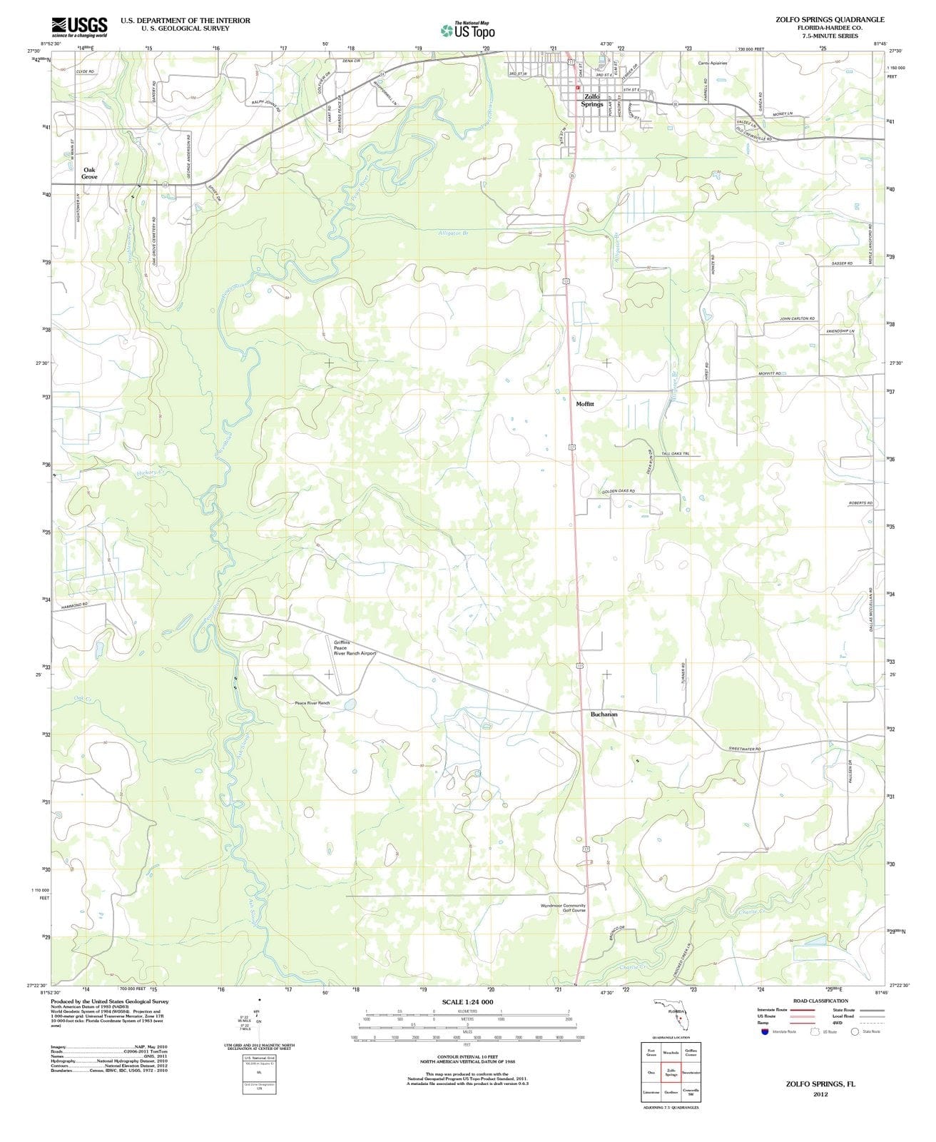 2012 Zolfo Springs, FL - Florida - USGS Topographic Map