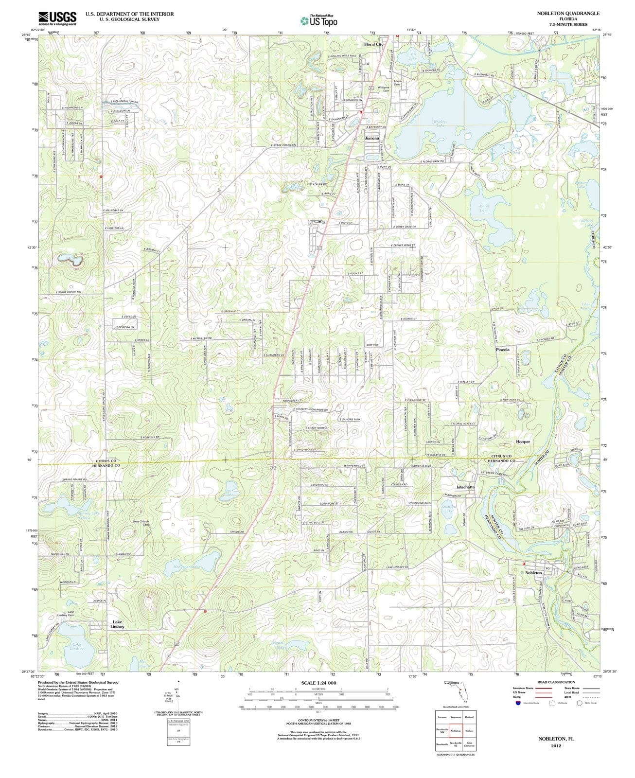 2012 Nobleton, FL - Florida - USGS Topographic Map
