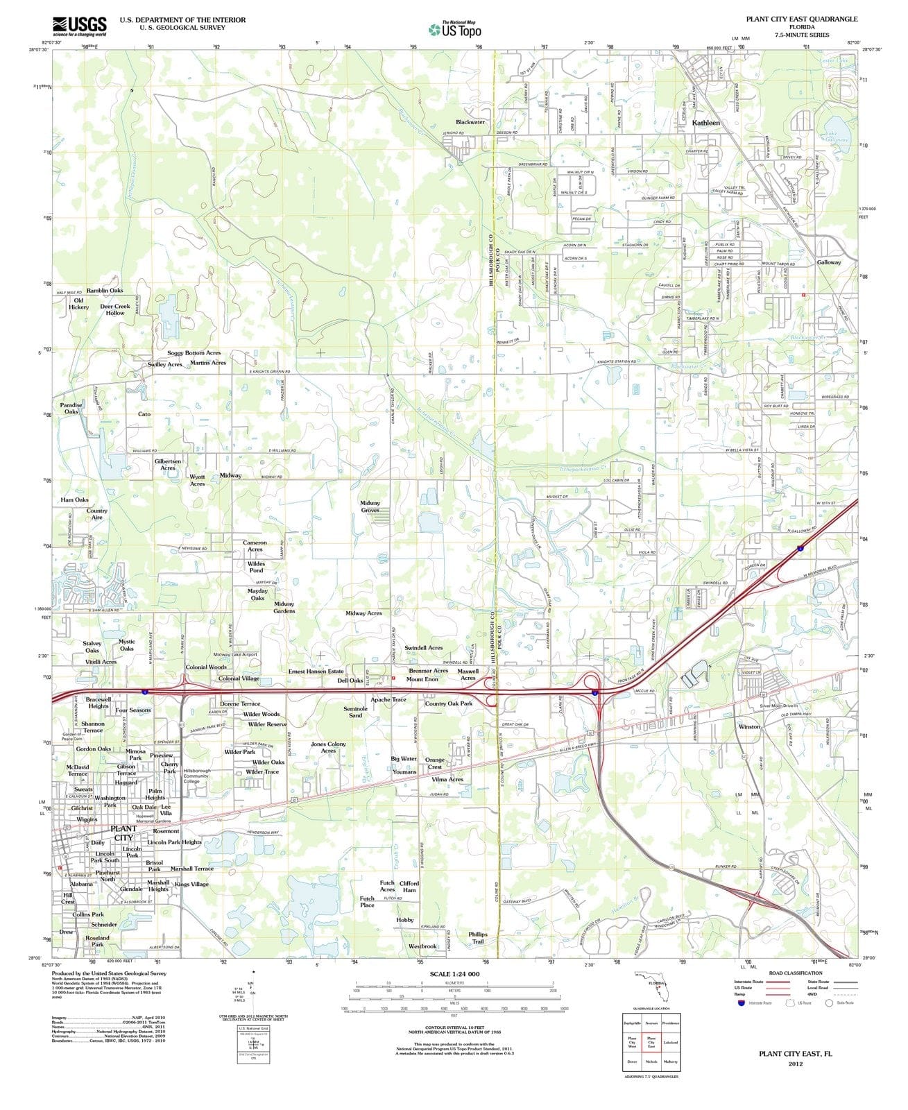 2012 Plant City East, FL - Florida - USGS Topographic Map