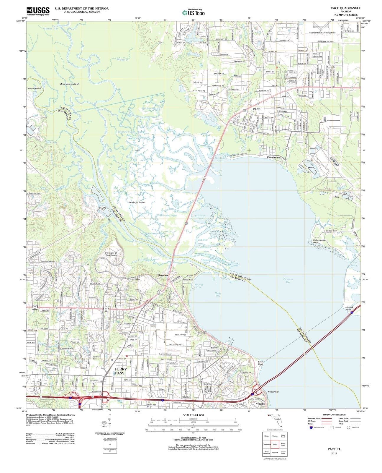 2012 Pace, FL - Florida - USGS Topographic Map