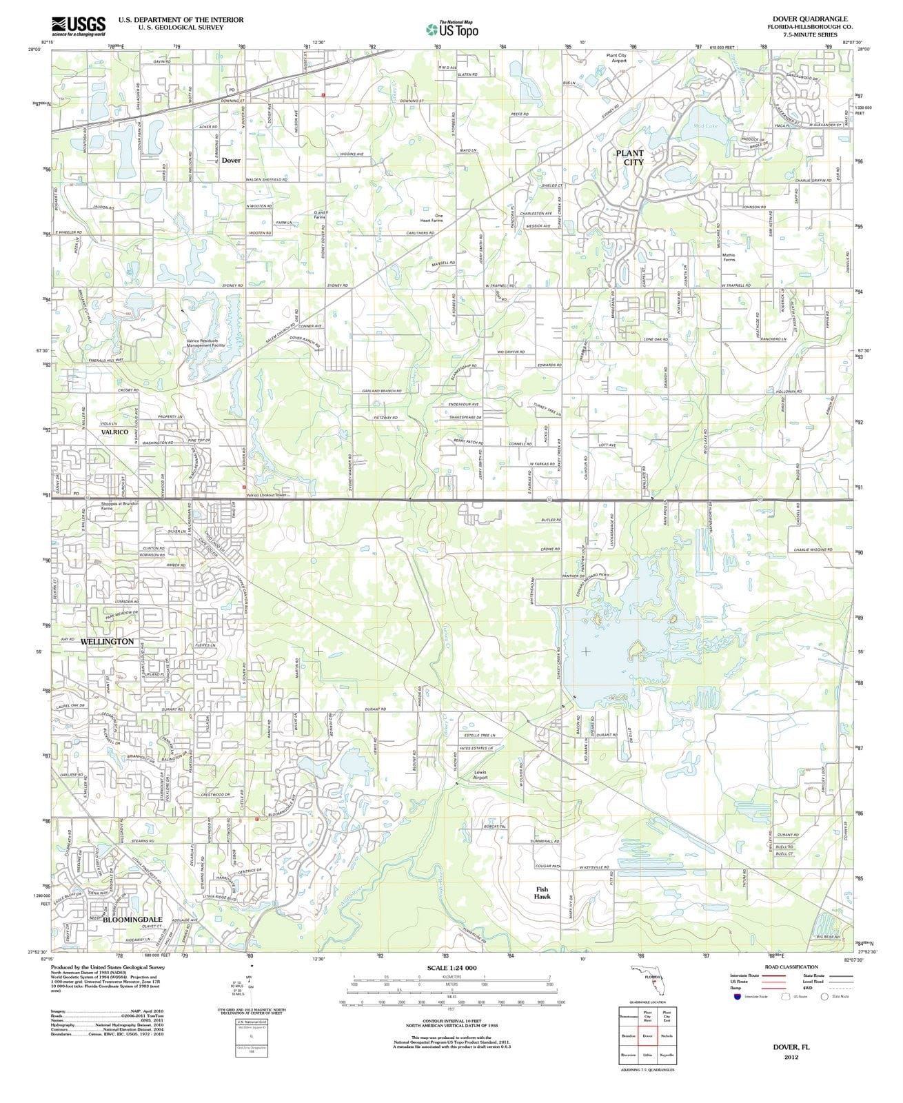 2012 Dover, FL - Florida - USGS Topographic Map