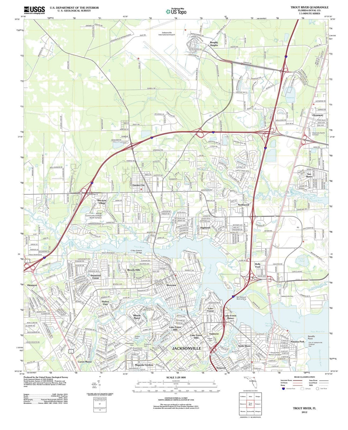 2012 Trout River, FL - Florida - USGS Topographic Map