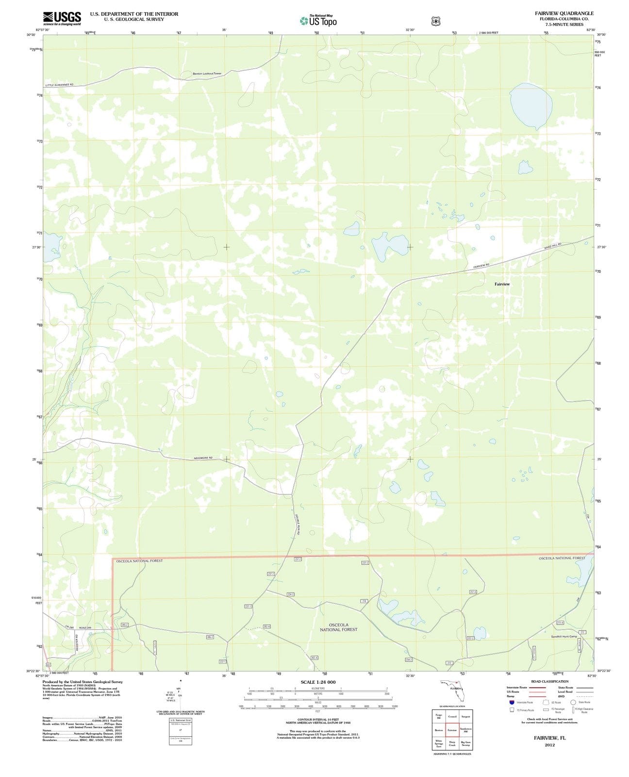 2012 Fairview, FL - Florida - USGS Topographic Map
