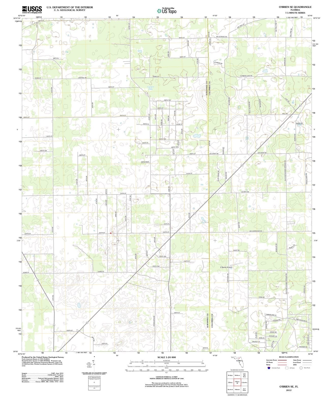 2012 O'Brien, FL - Florida - USGS Topographic Map v2