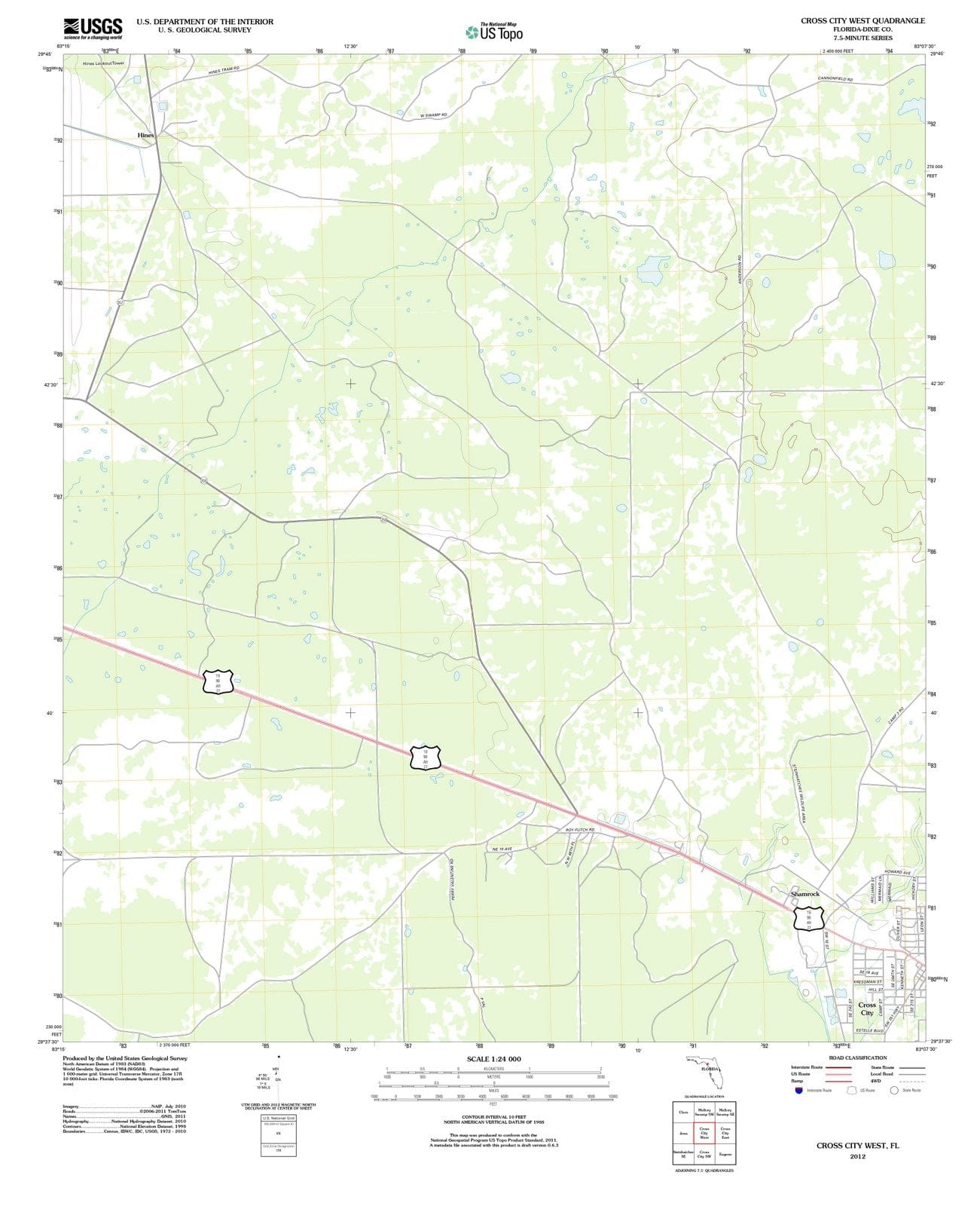 2012 Cross City West, FL - Florida - USGS Topographic Map