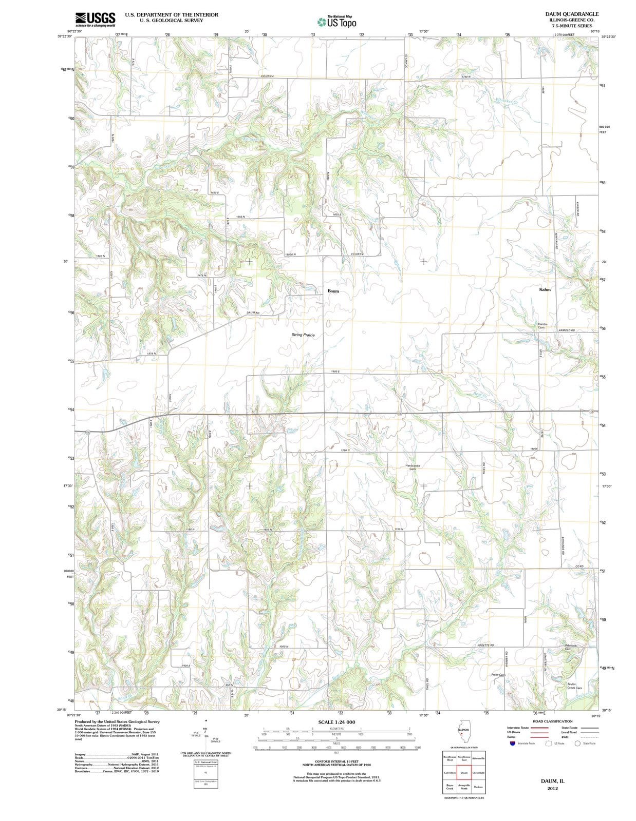2012 Daum, IL - Illinois - USGS Topographic Map