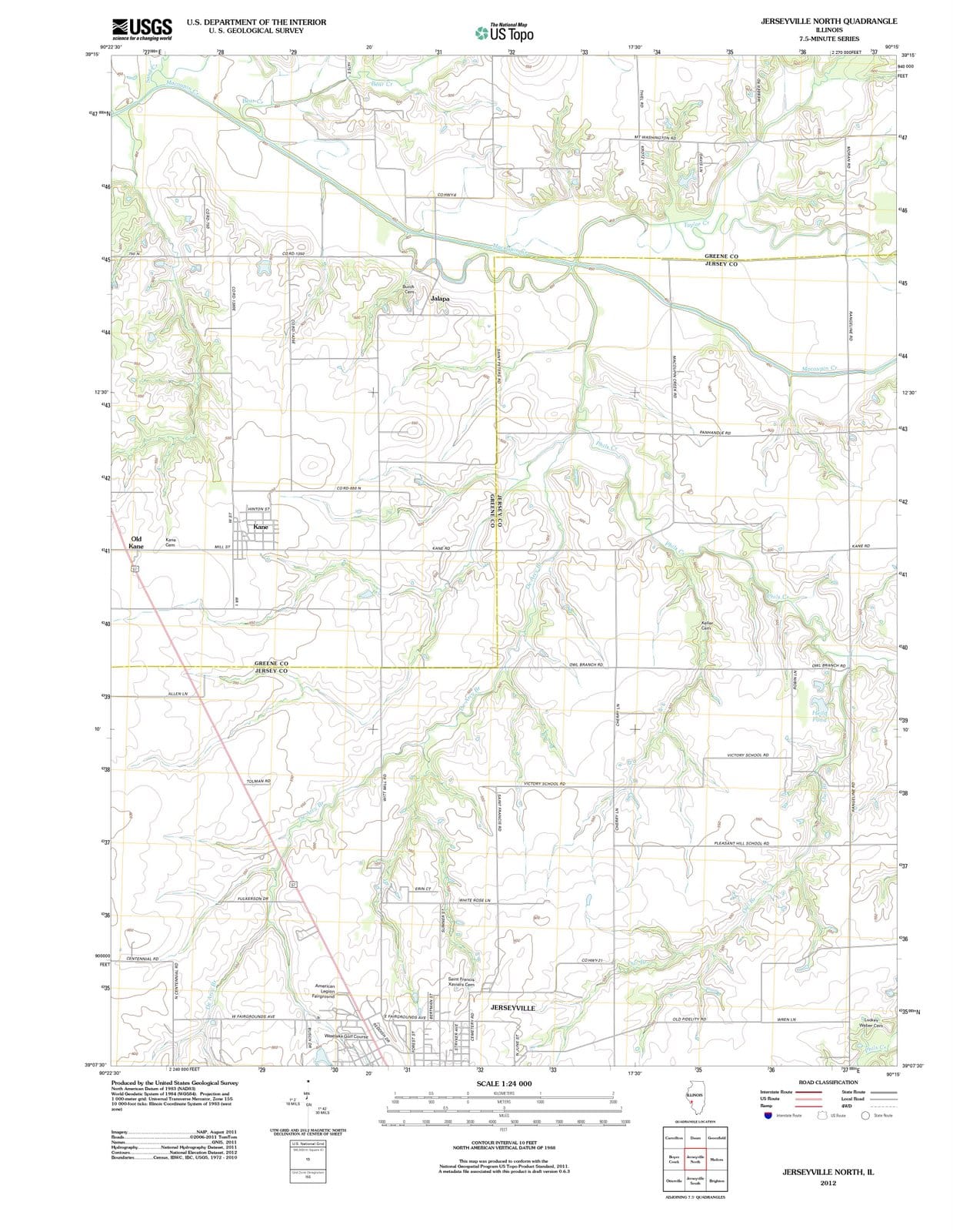 2012 Jerseyville North, IL - Illinois - USGS Topographic Map
