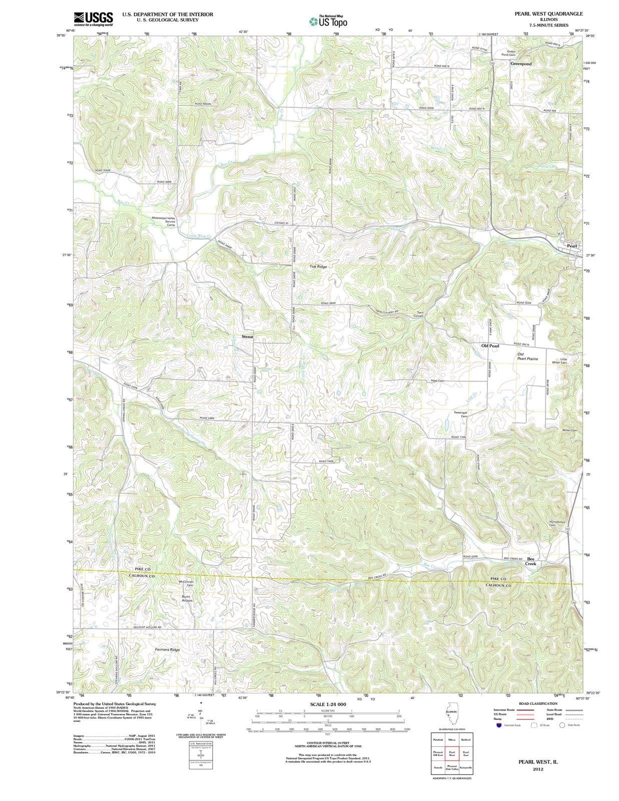 2012 Pearl West, IL - Illinois - USGS Topographic Map