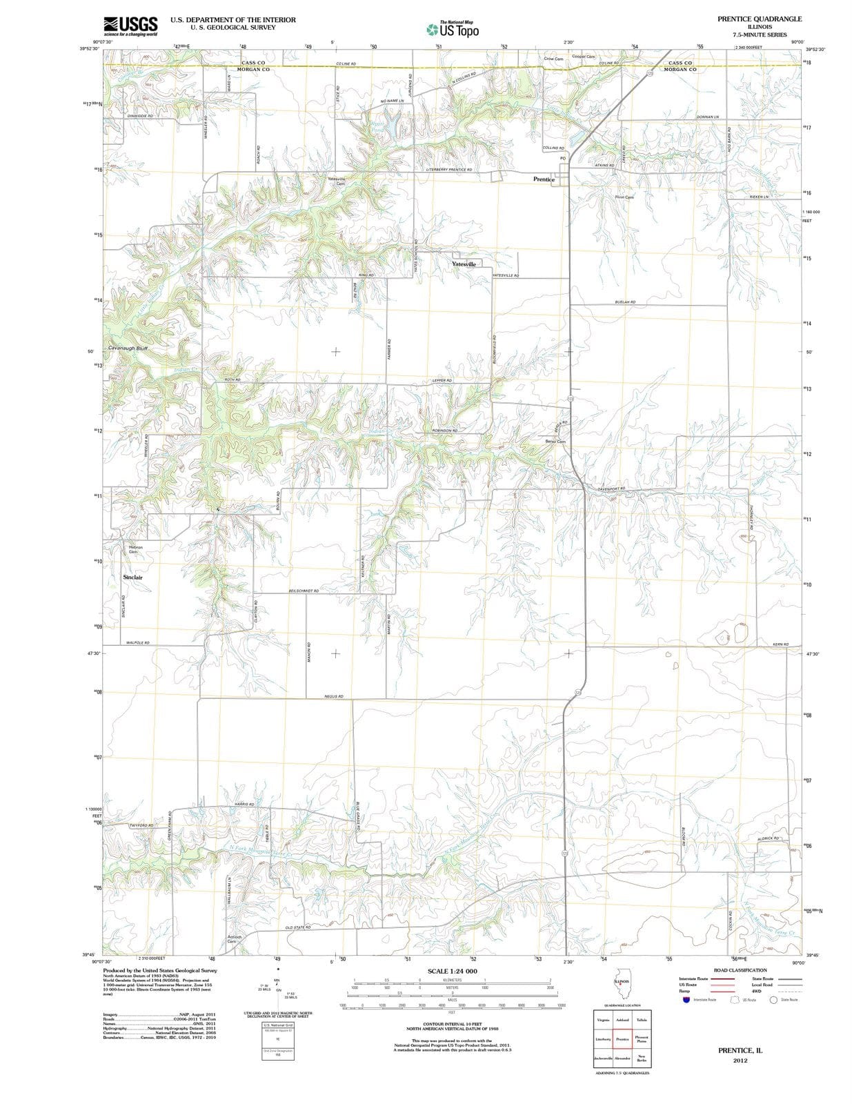 2012 Prentice, IL - Illinois - USGS Topographic Map