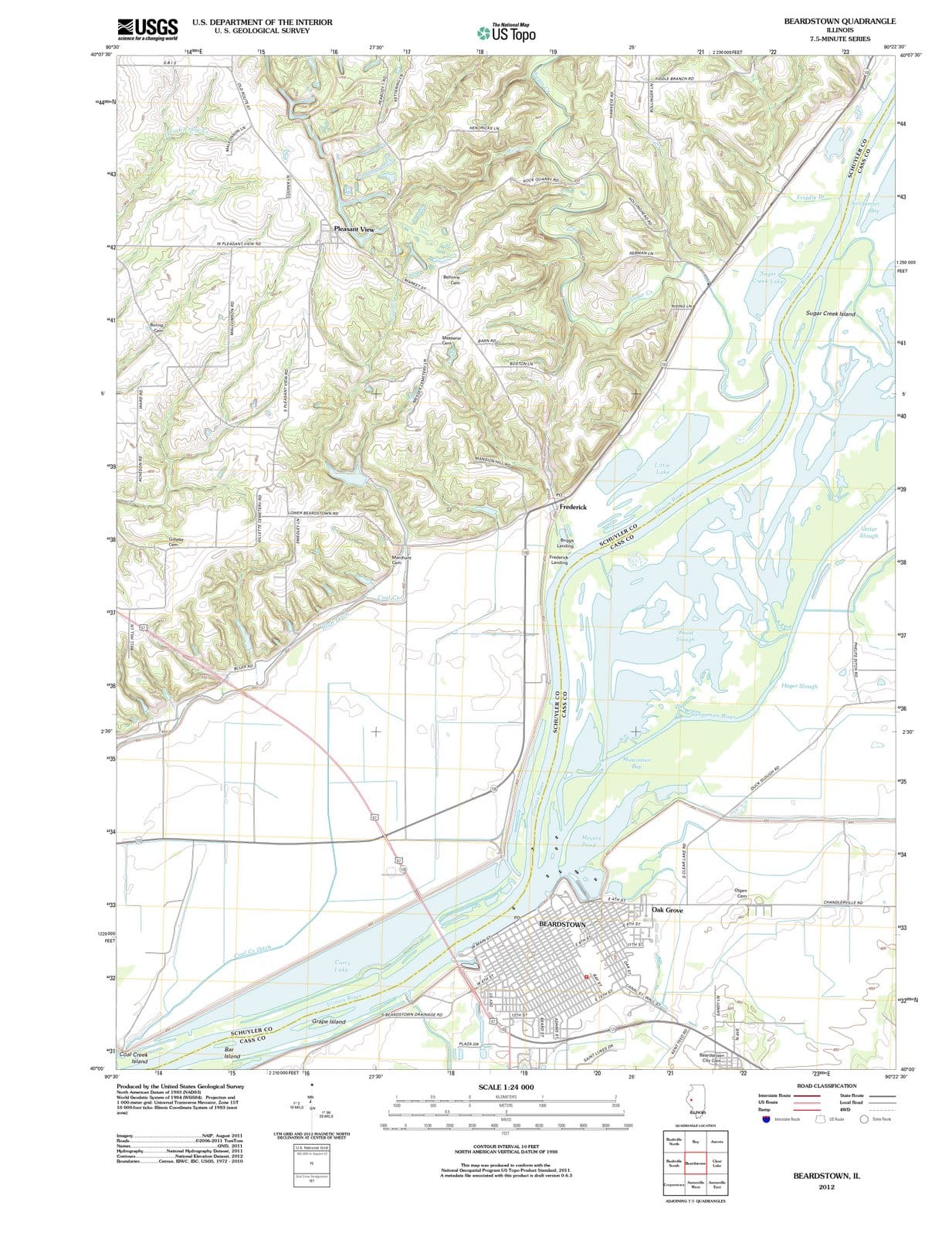 2012 Beardstown, IL - Illinois - USGS Topographic Map